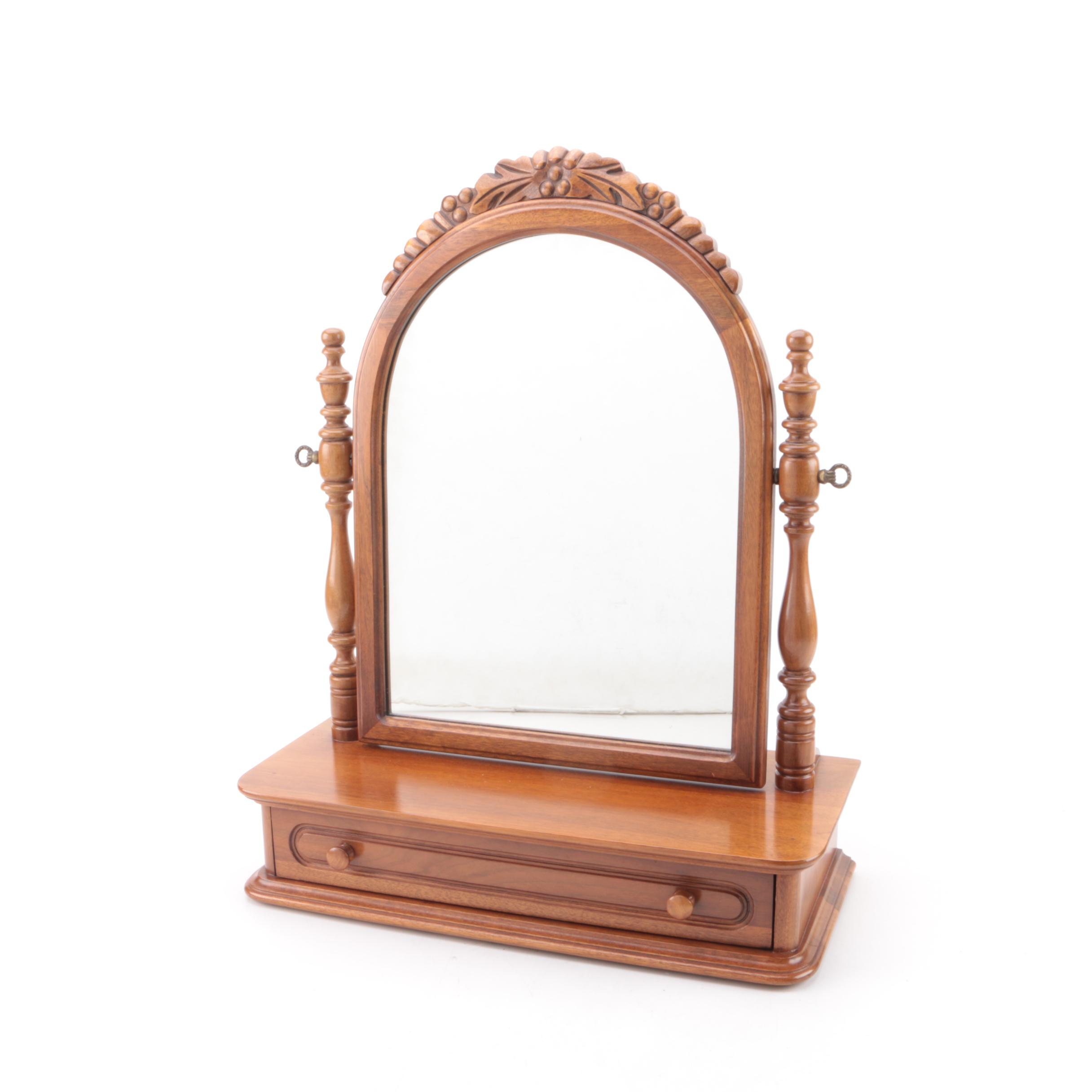 Vintage Davis Cabinet Co Aged Walnut Table Top Vanity Mirror With 