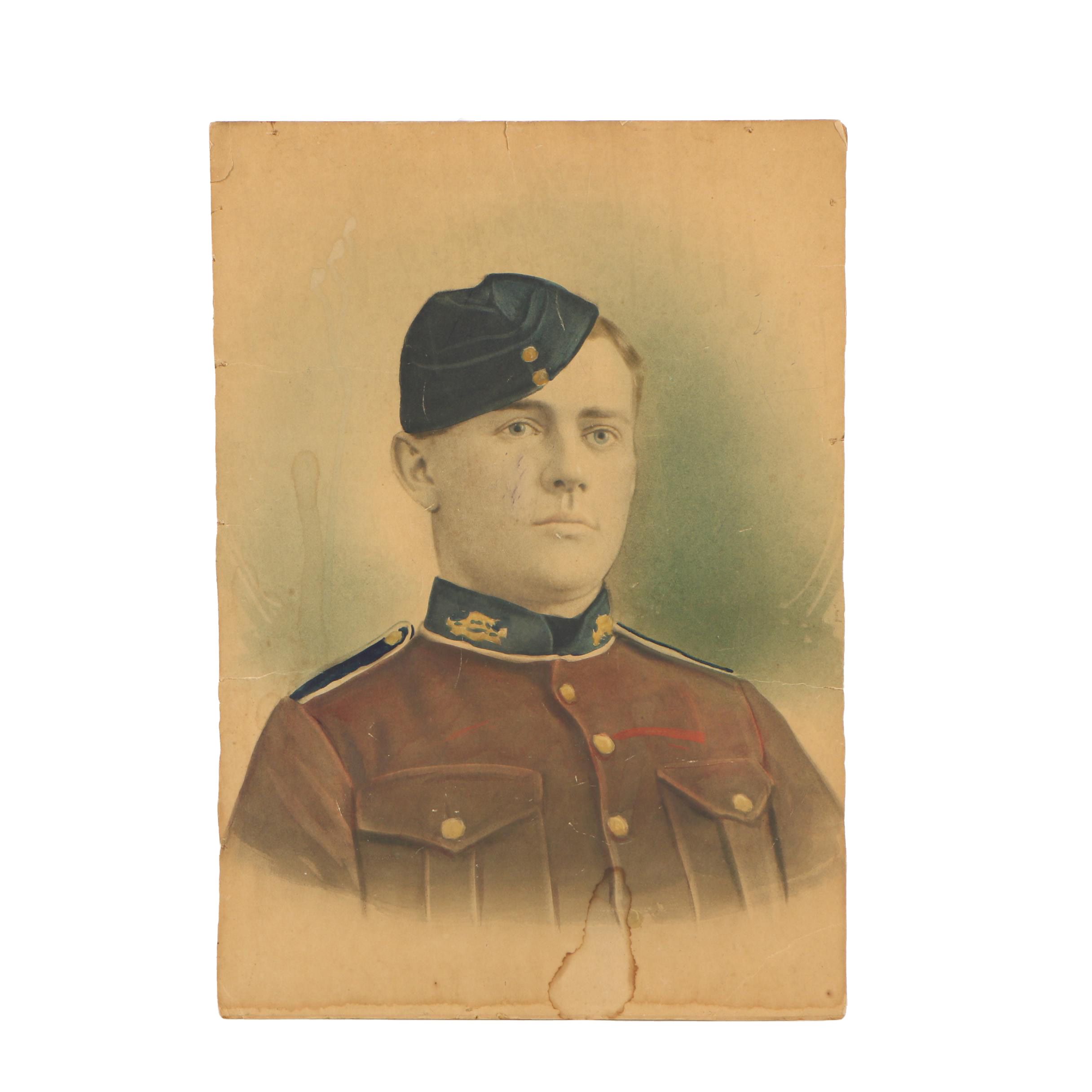 Antique Crayon Enlargement Photograph EBTH