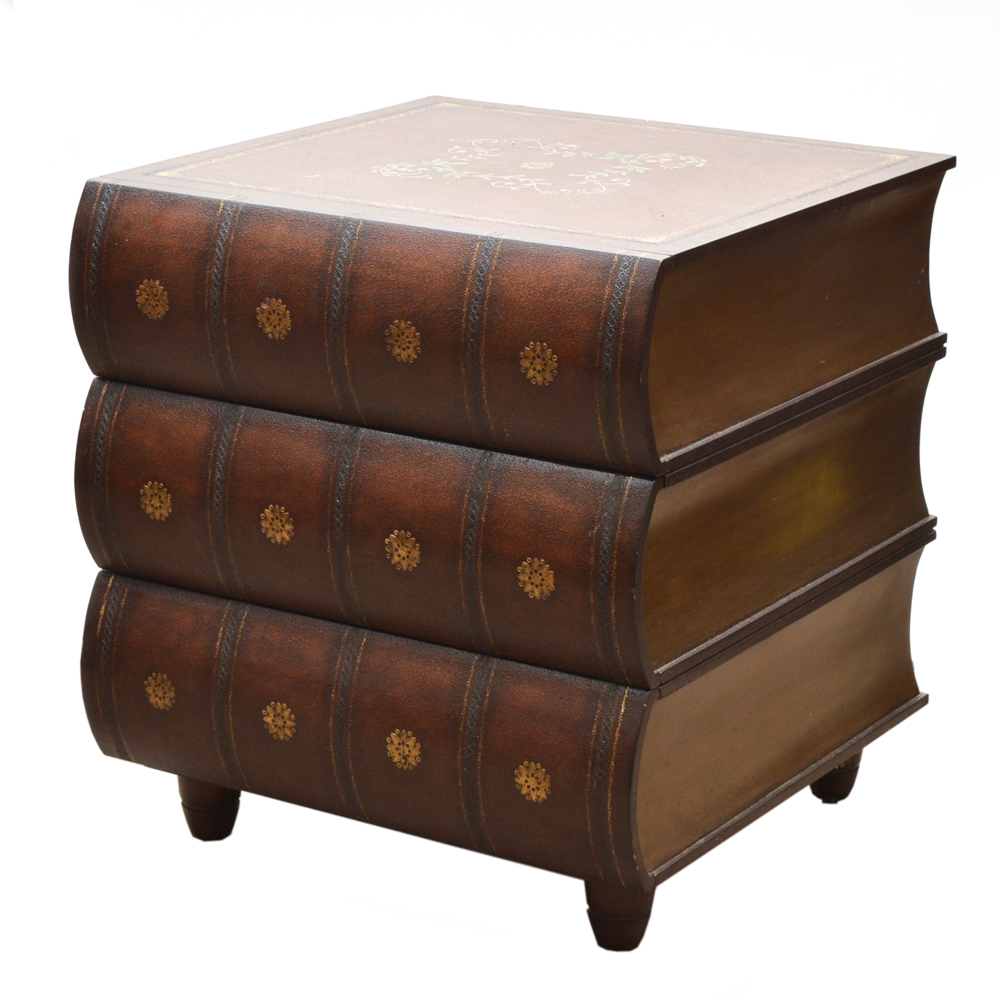 Vintage Book Shaped End Table With Drawers Ebth