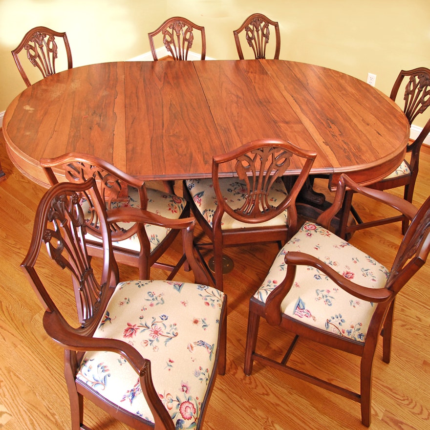 Empire Style Dining Table And Hepplewhite Chairs Set Empire Style Dining Table And Hepplewhite Chairs Set