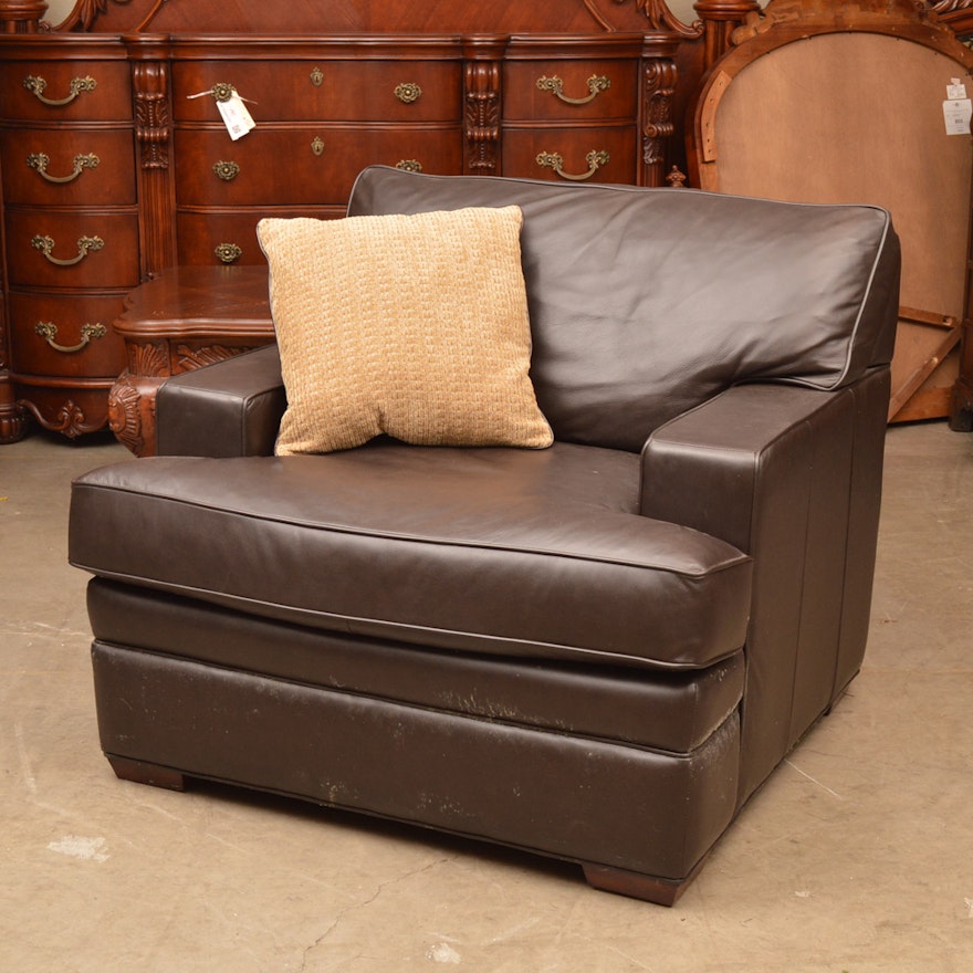 Leather Upholstered Club Chair By Randall Allan Ebth Leather Upholstered Club Chair By Randall Allan