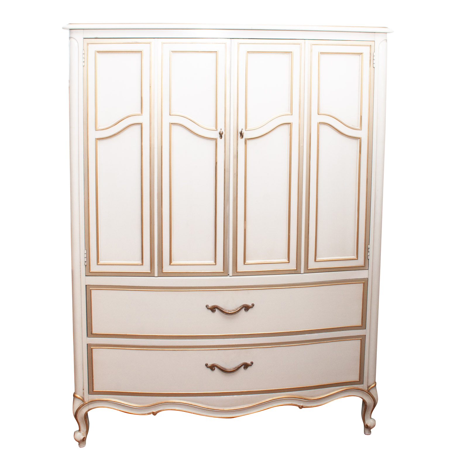 Vintage Drexel Furniture French Provincial Style Cream And Gold