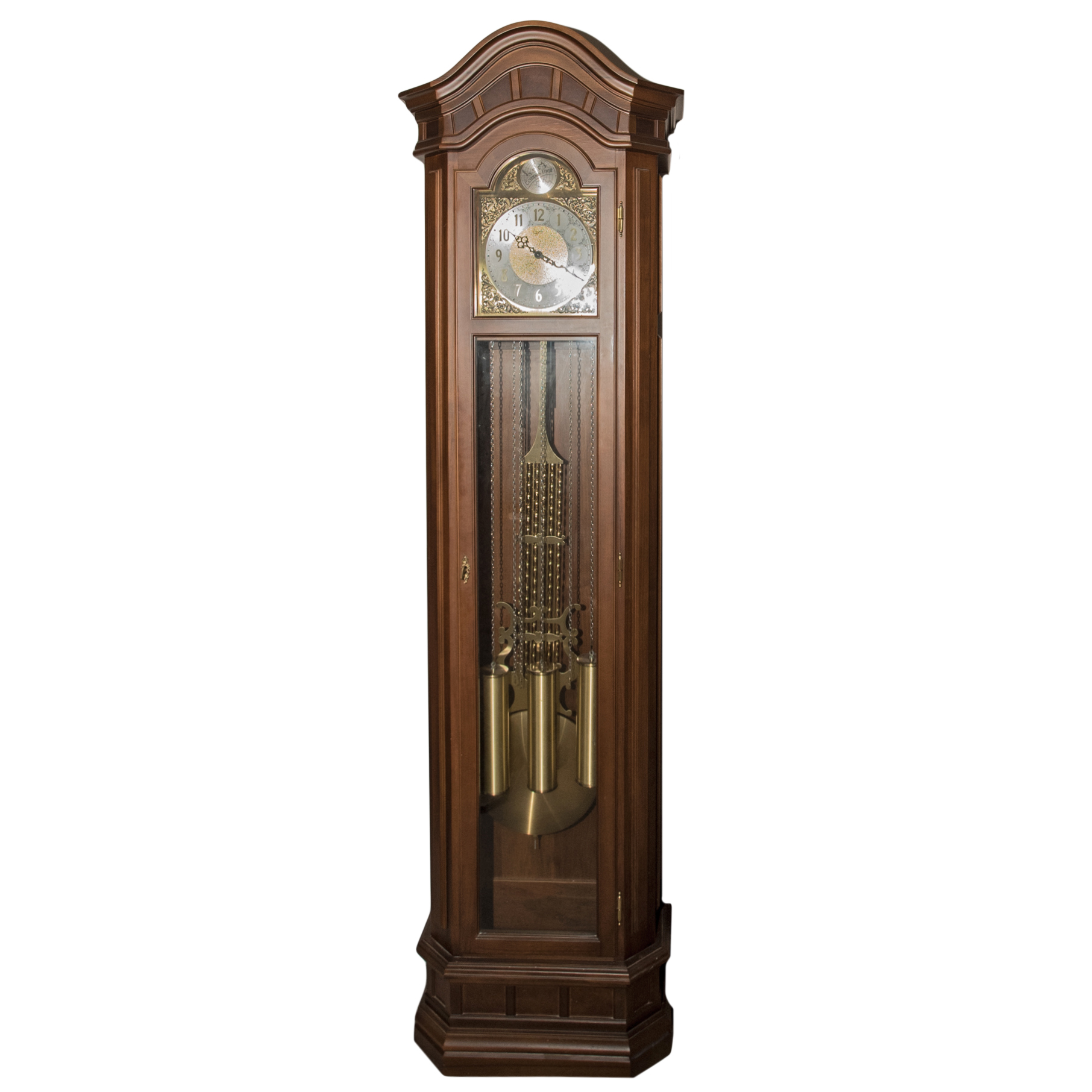 Urgos "Tempus Fugit" Cherry Veneer Grandfather Clock EBTH