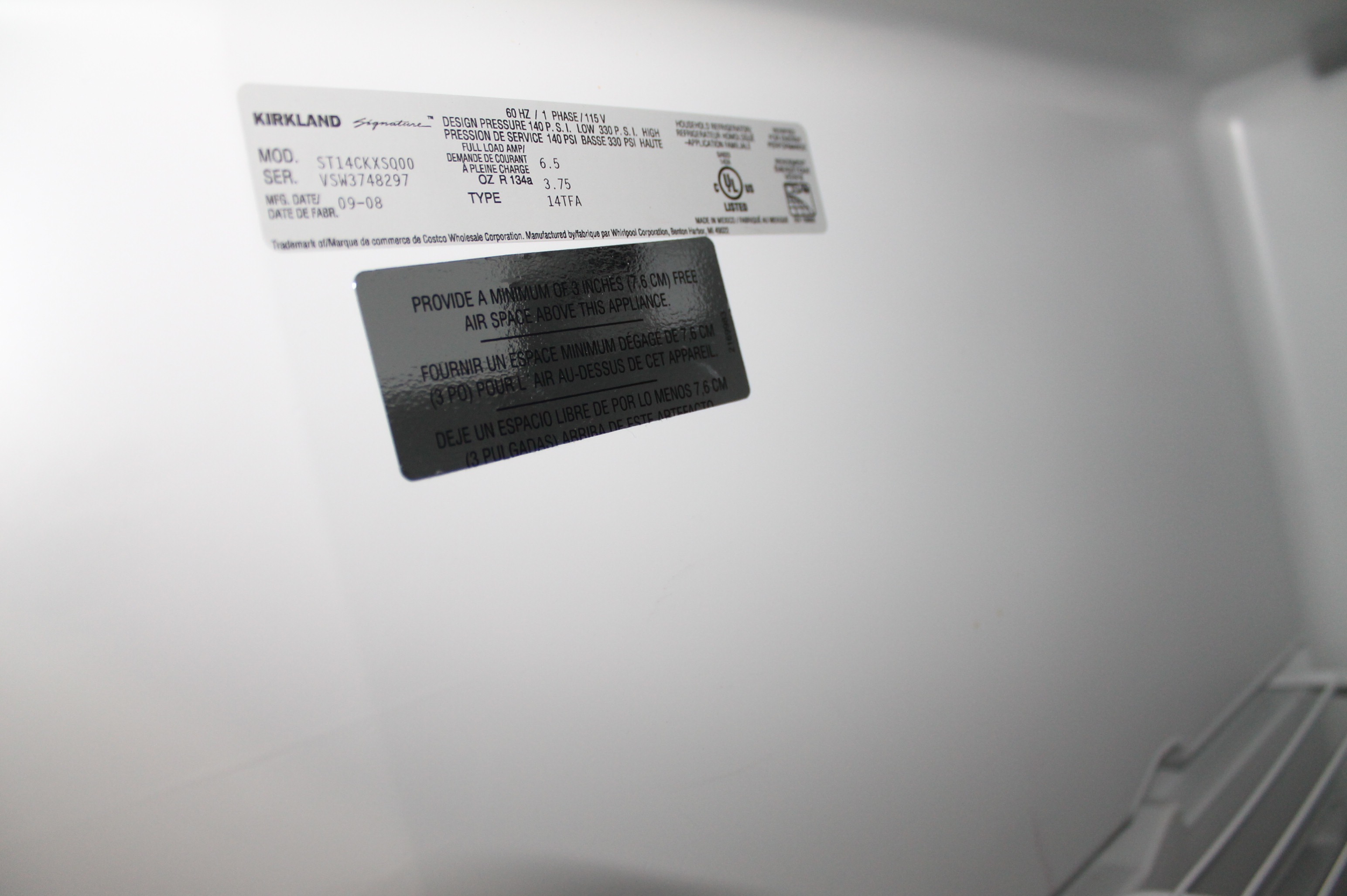 Kirkland Signature by Whirlpool Refrigerator EBTH