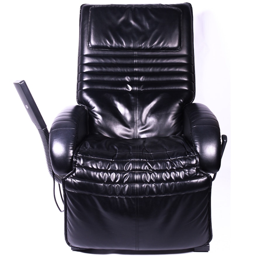 Black Leather Hwe Massage Recliner With Radio And Cassette Player