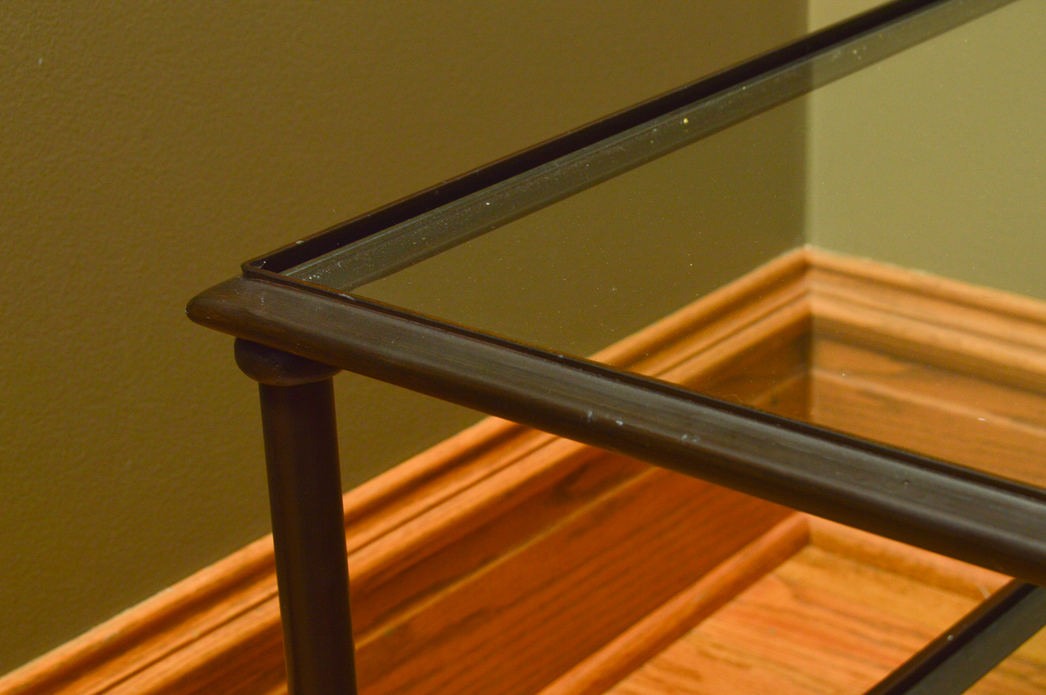 Black Metal Glass Top Coffee Table with Glass Shelf EBTH