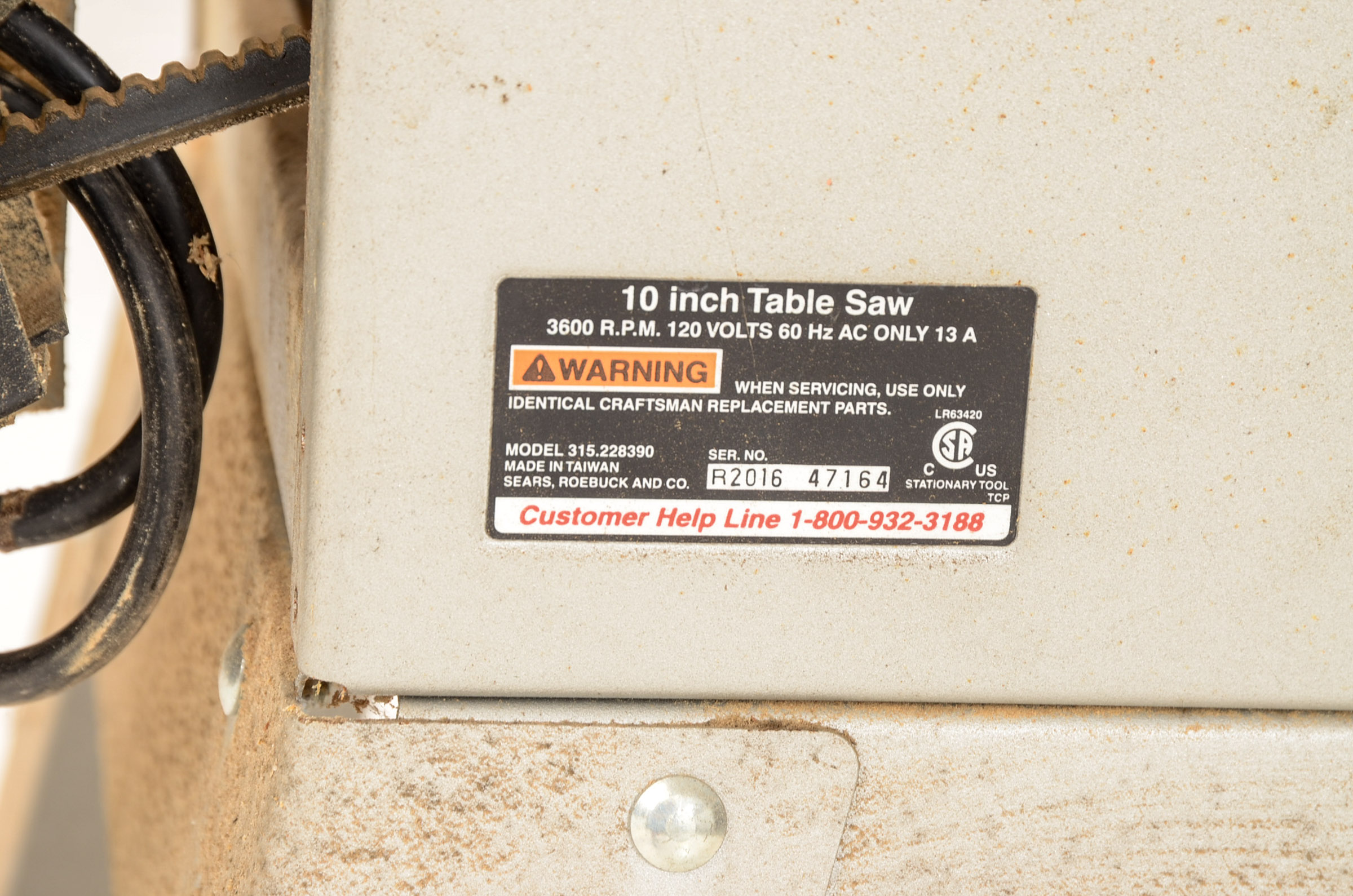 Craftsman Model 315.228390 10Inch Table Saw EBTH