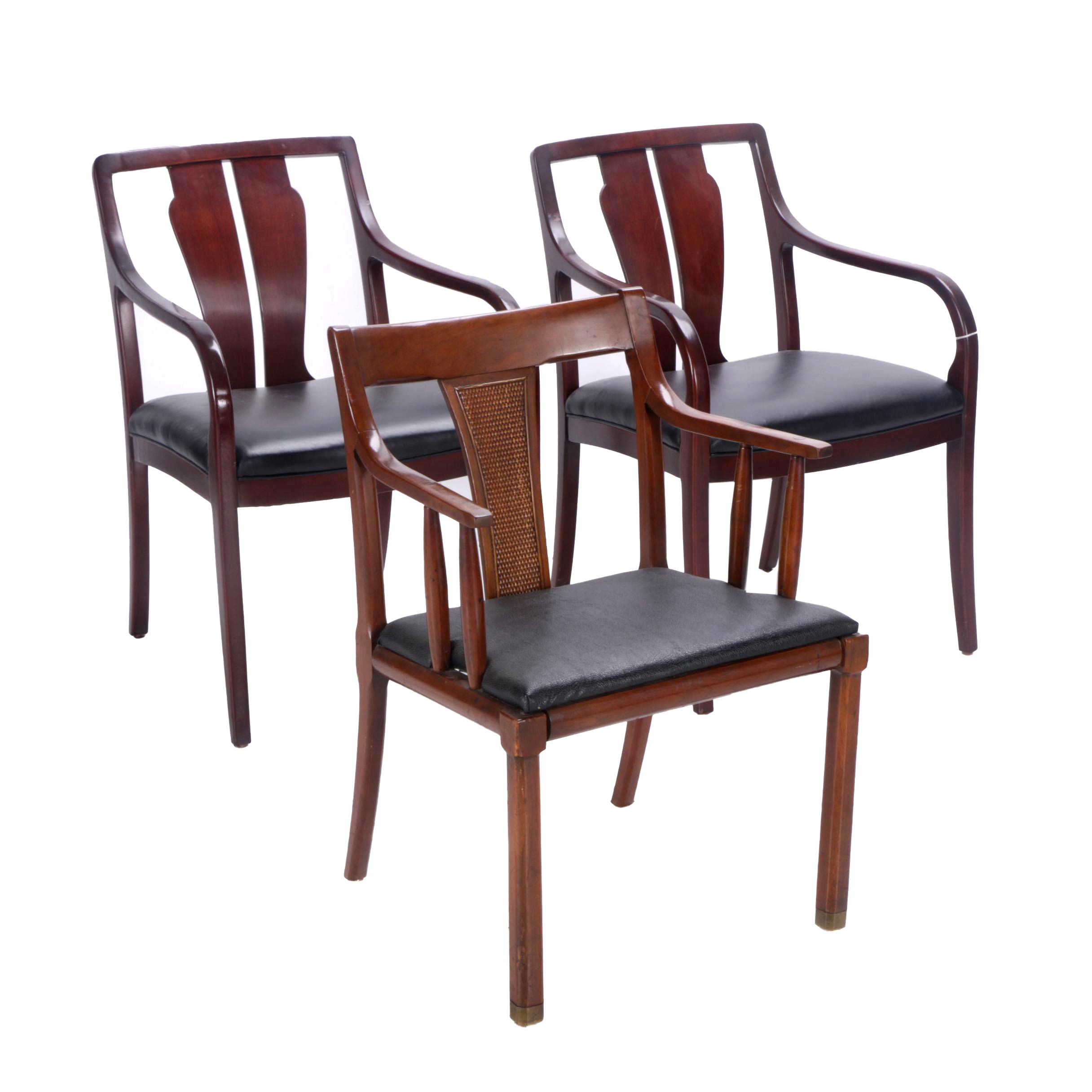 Wood And Leather Armchairs Including Cabot Wrenn Pair Ebth