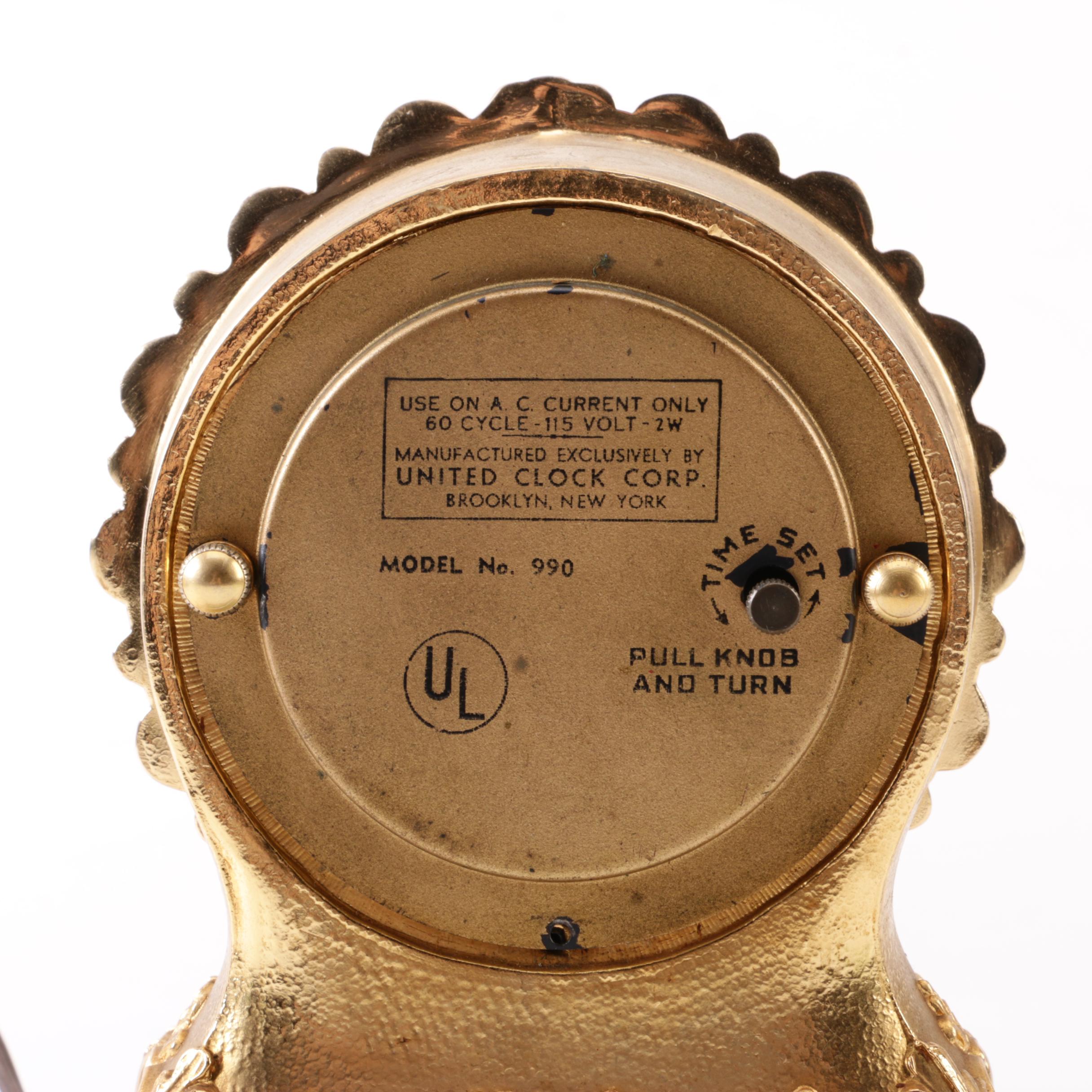 United Clock Co. Electric Motion Mantel Clock EBTH