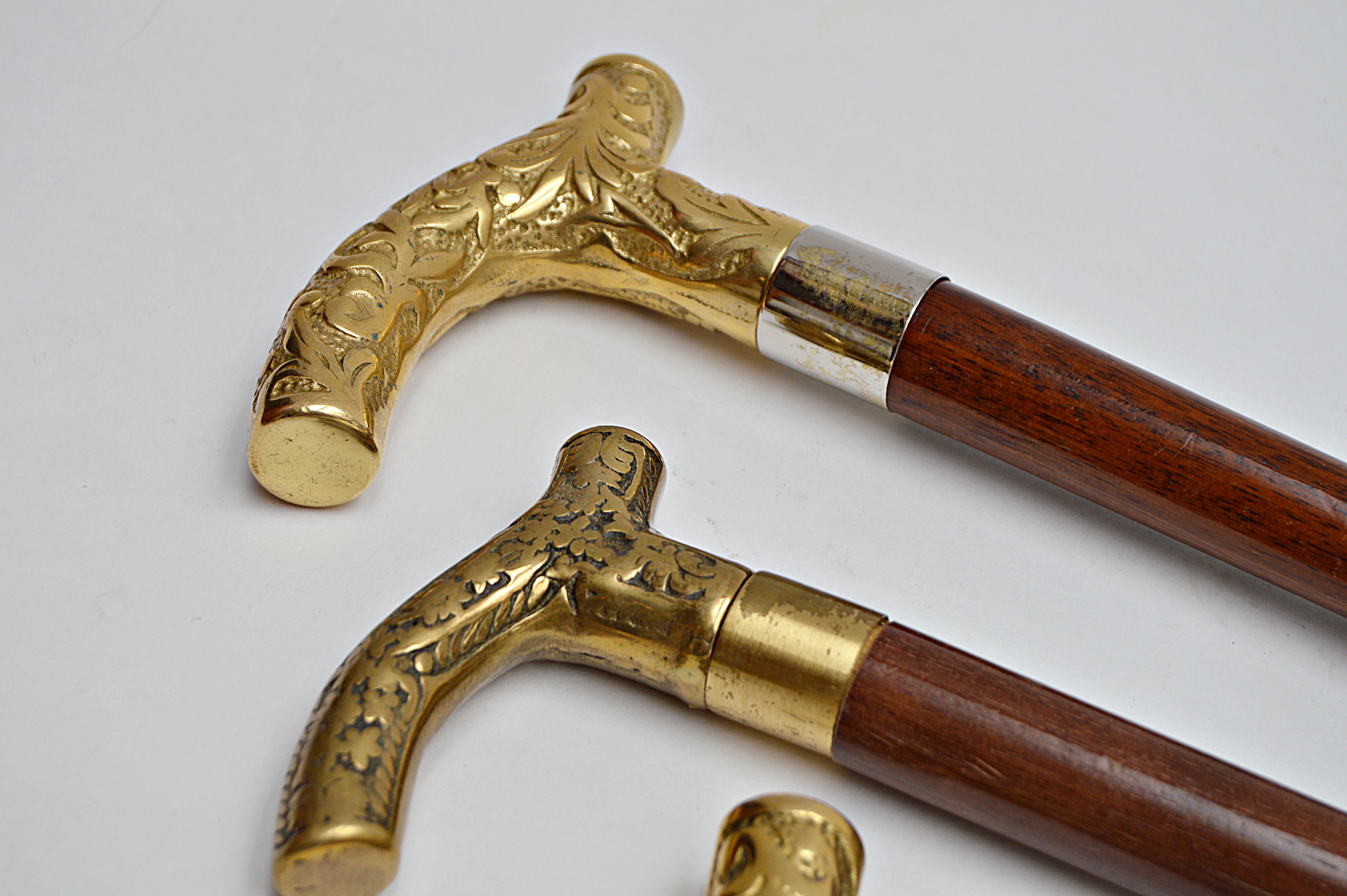 Three Vintage Wood and Brass Canes EBTH