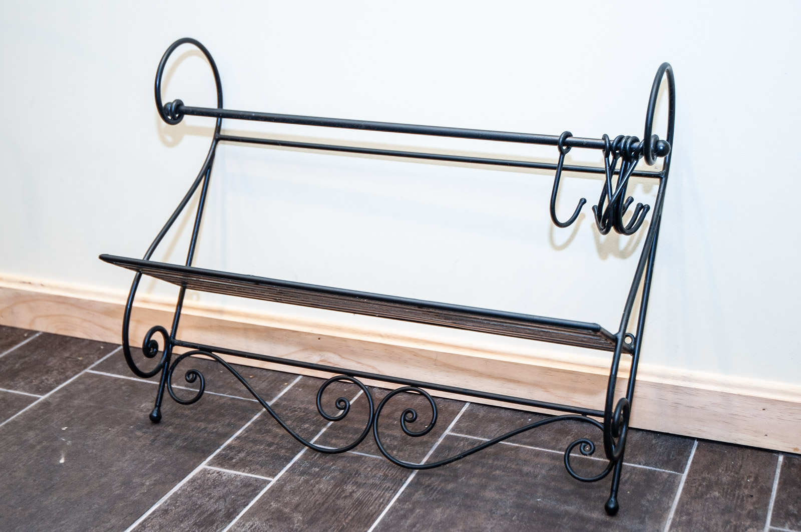 Black Wrought Iron Side Tables and Wall Shelf EBTH