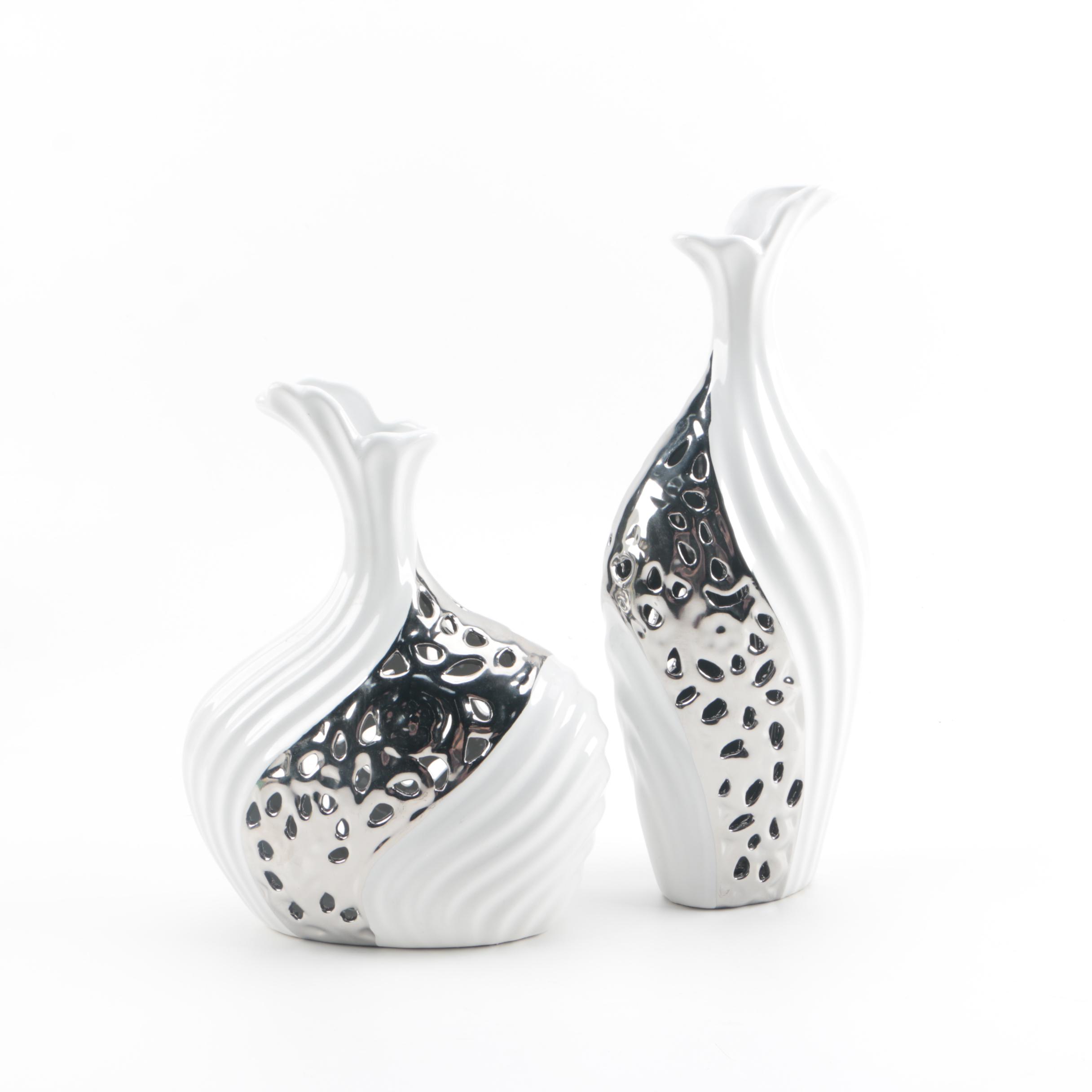 Contemporary Reticulated Sculptural Ceramic Vase Forms Ebth