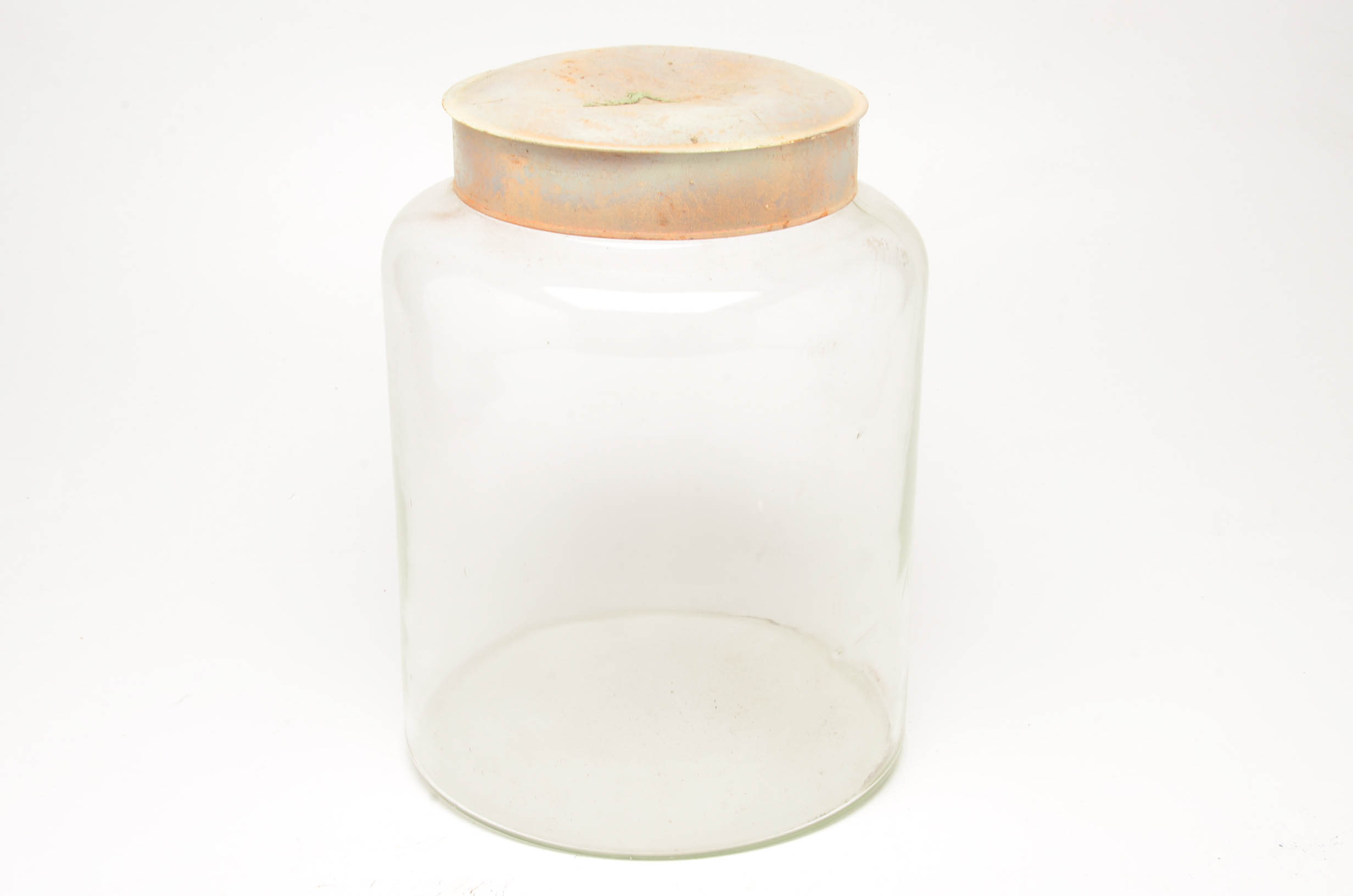 Pair of Large Decorative Glass Jars With Distressed Metal Lids EBTH