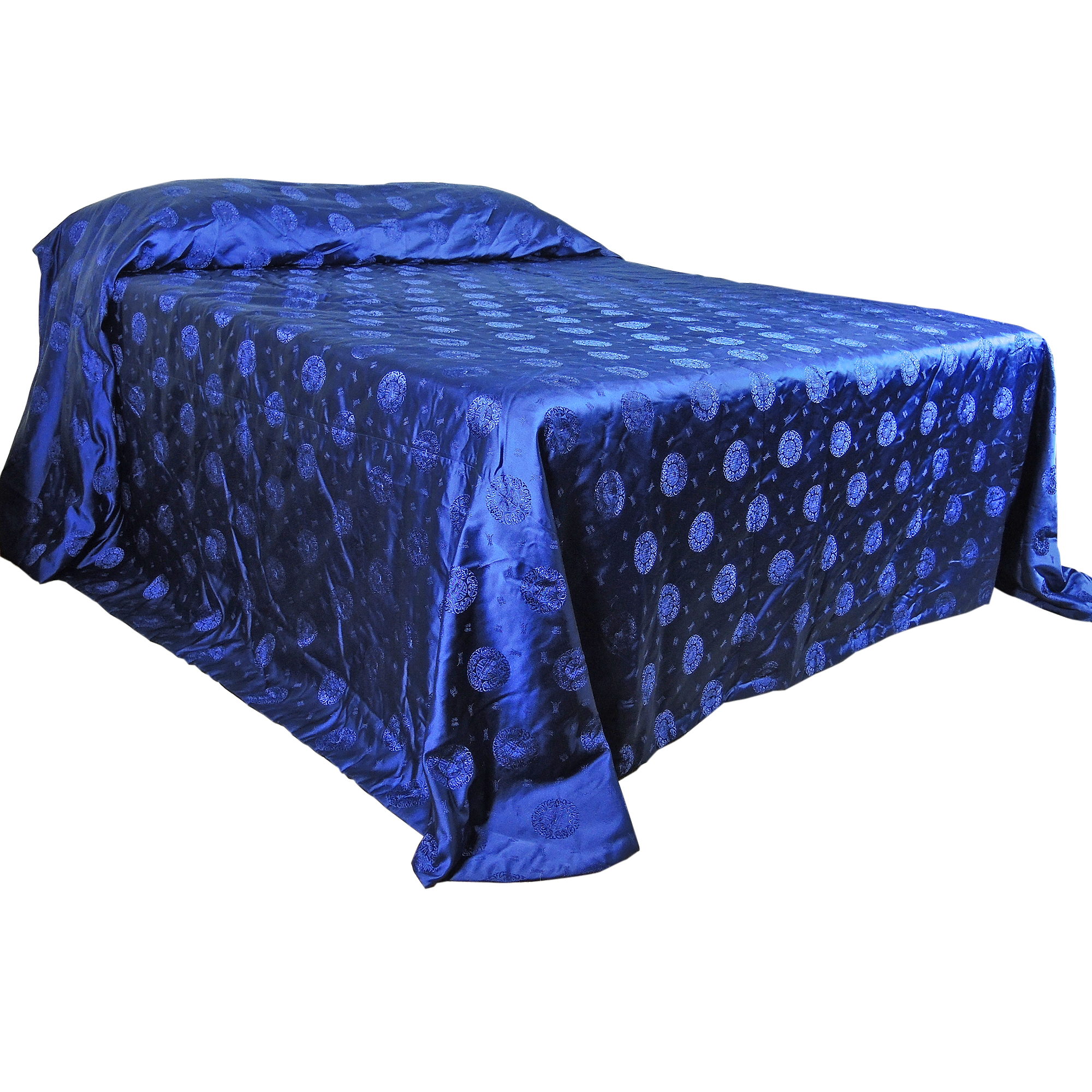 Handmade Chinese Silk Quilt In Royal Blue Ebth