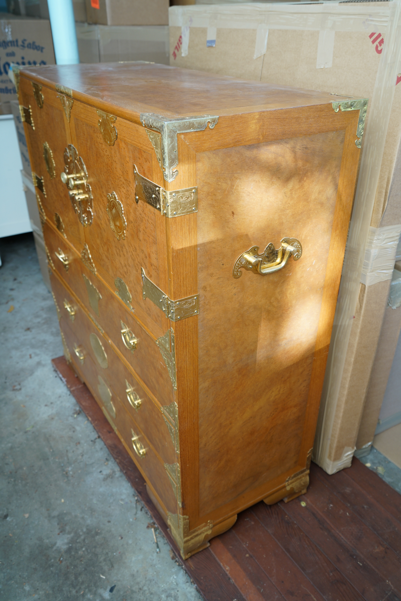 Vintage Korean Burl Wood Dresser | EBTH