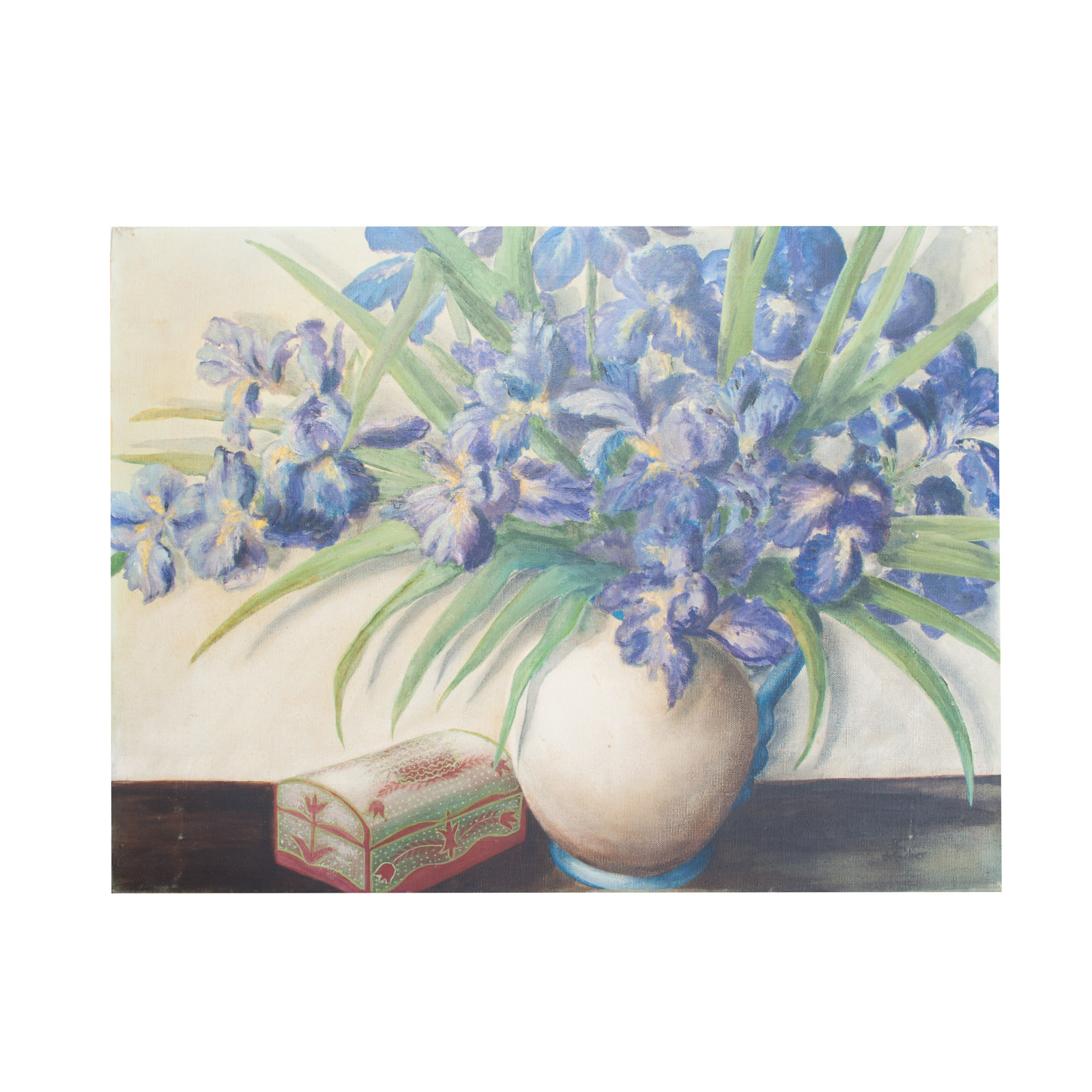 Original Oil Painting on Canvas of Purple Iris Still Life | EBTH