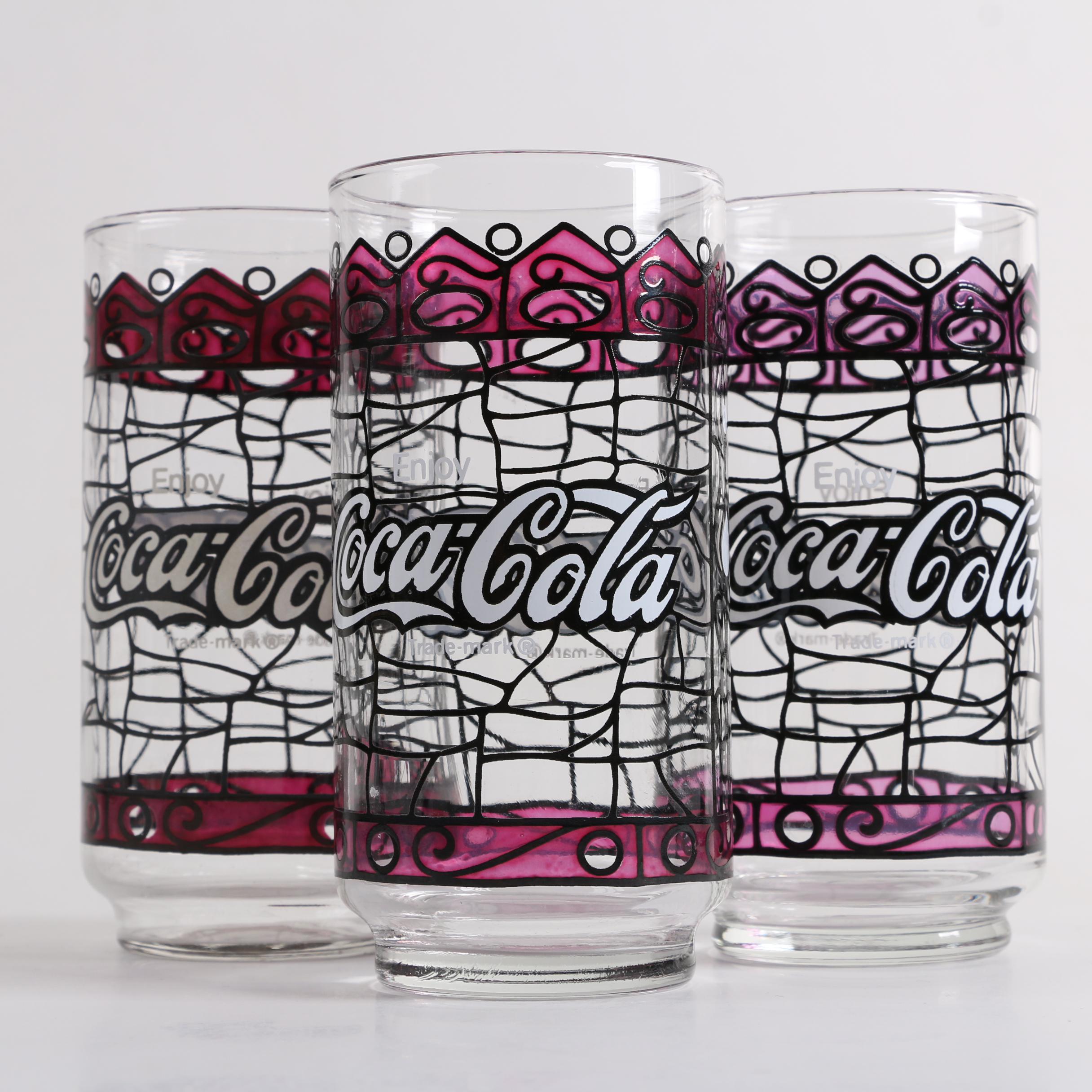 1970's CocaCola Stained Glass Style Glasses EBTH