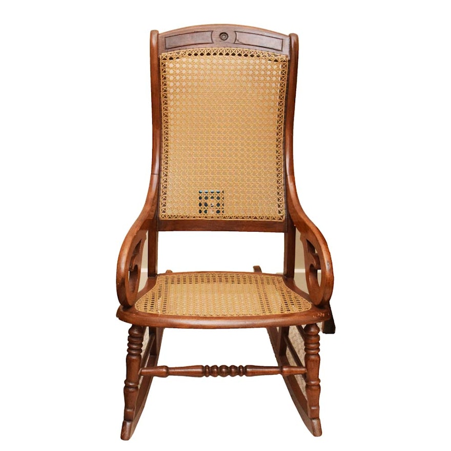 Vintage Cane Back Oak Rocking Chair : EBTH Vintage Cane Back Oak Rocking Chair ... - Vintage Cane Back Oak Rocking Chair : EBTH