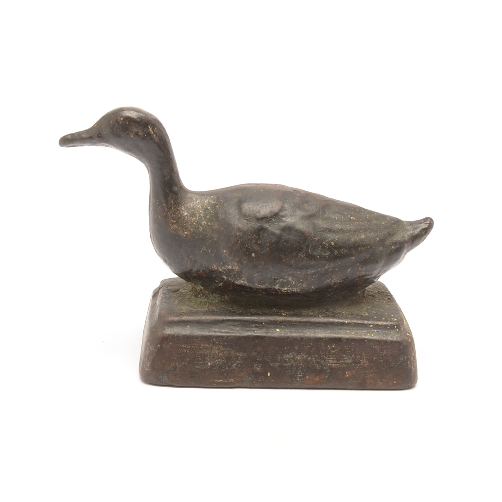 Antique Weighted Cast Iron Duck Statue EBTH
