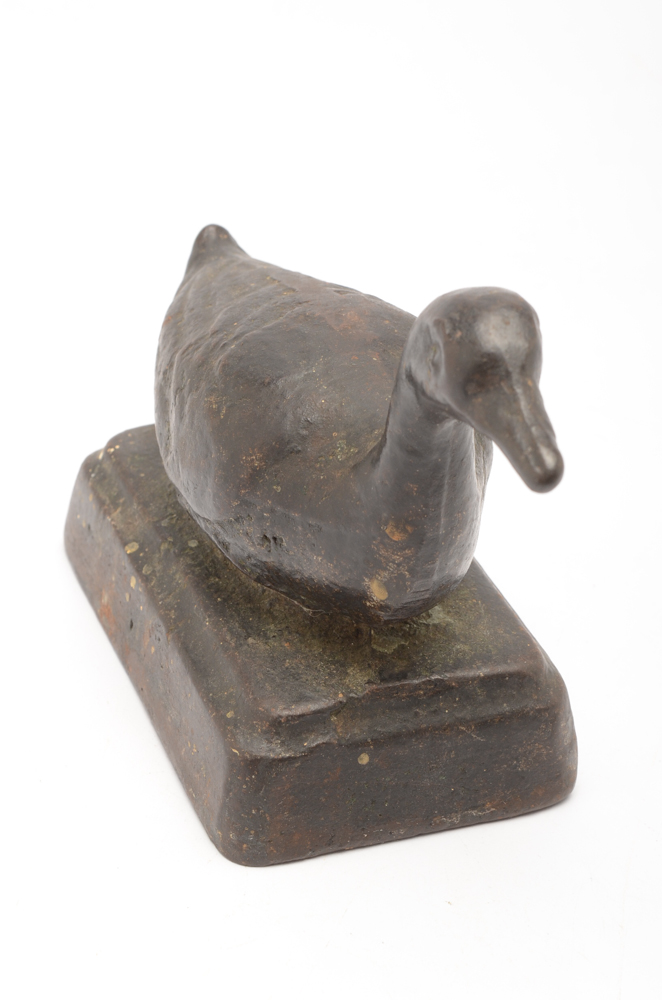 Antique Weighted Cast Iron Duck Statue EBTH