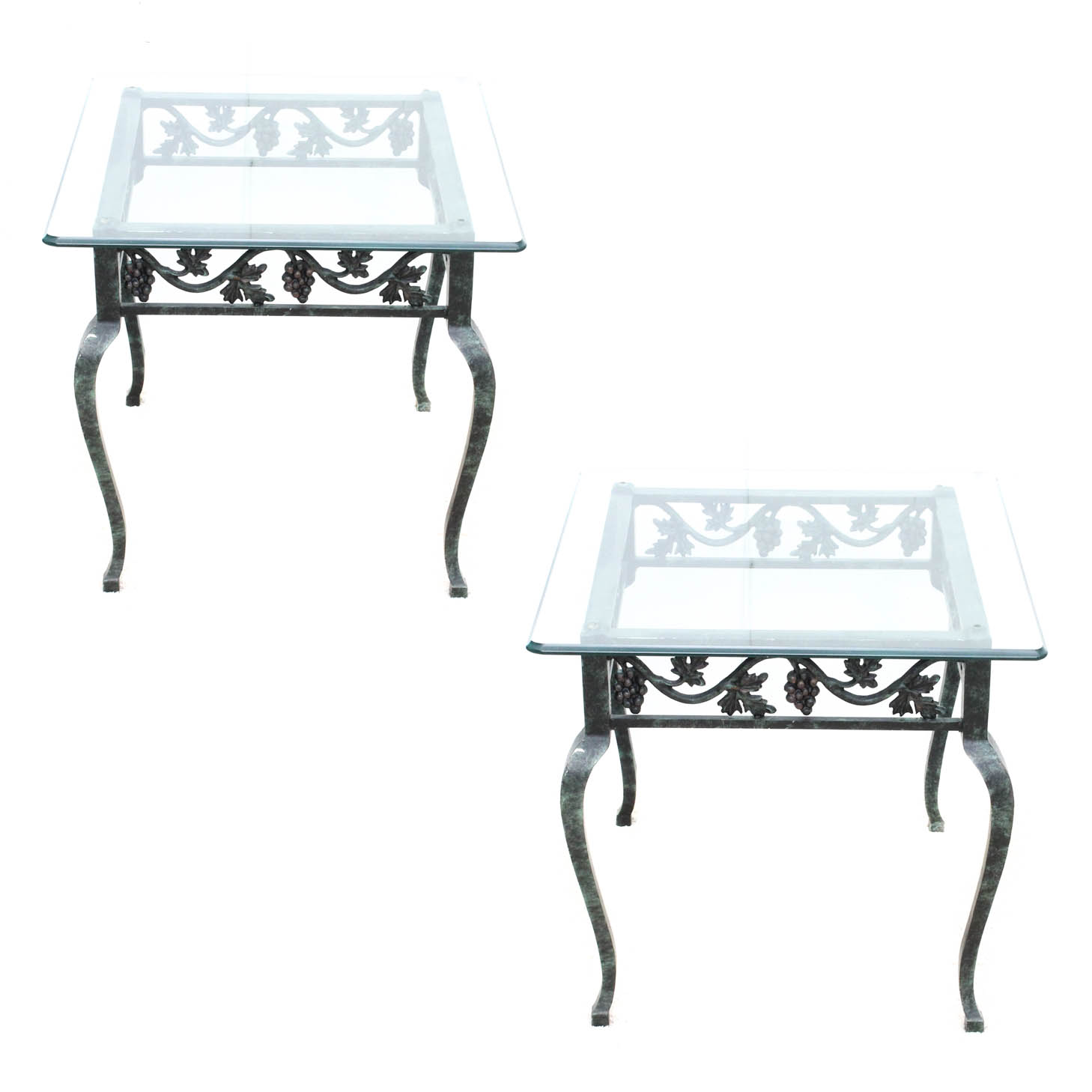 Pair of Glass Top Patio Side Tables EBTH