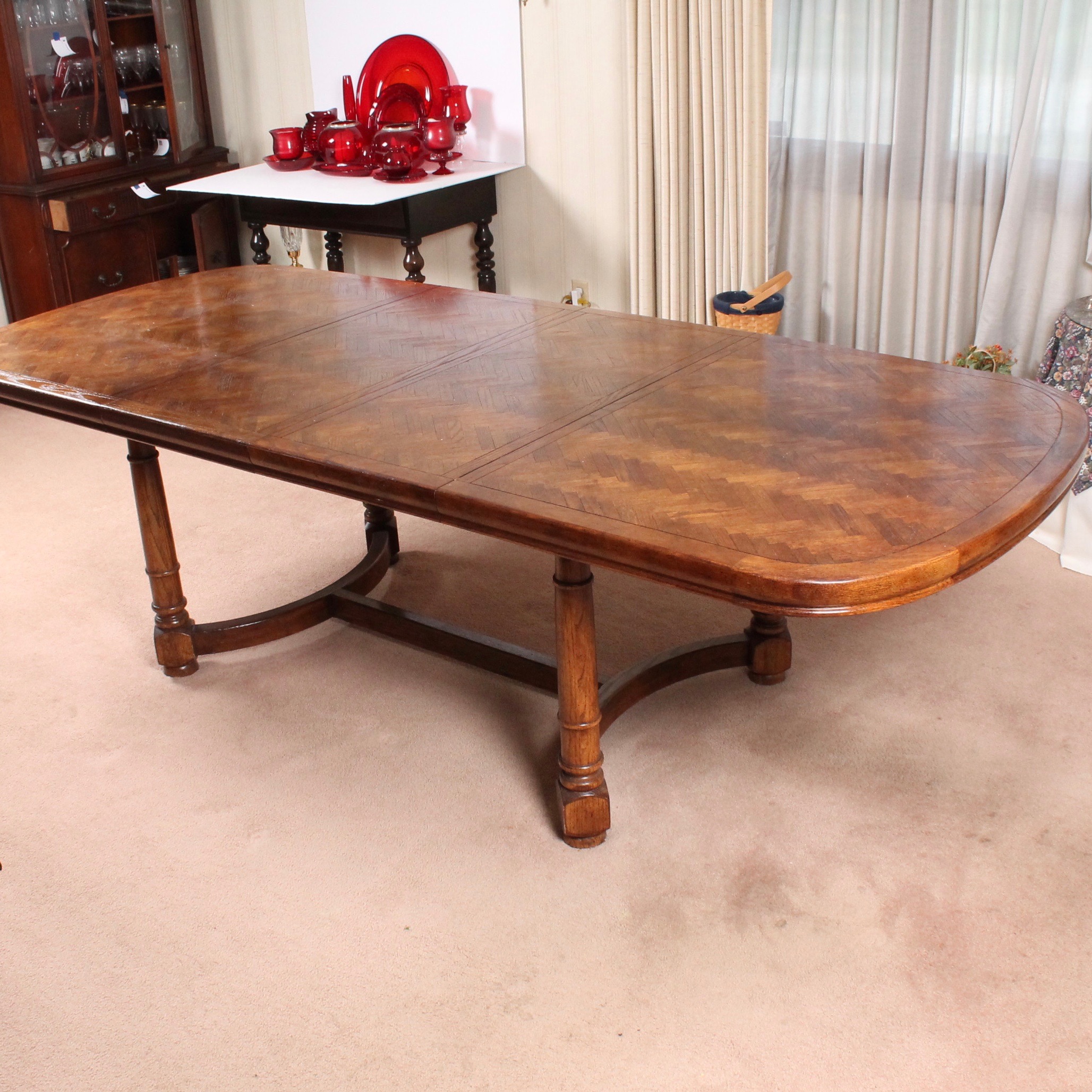 Vintage Century Furniture Oak Dining Table with Parquet Top EBTH