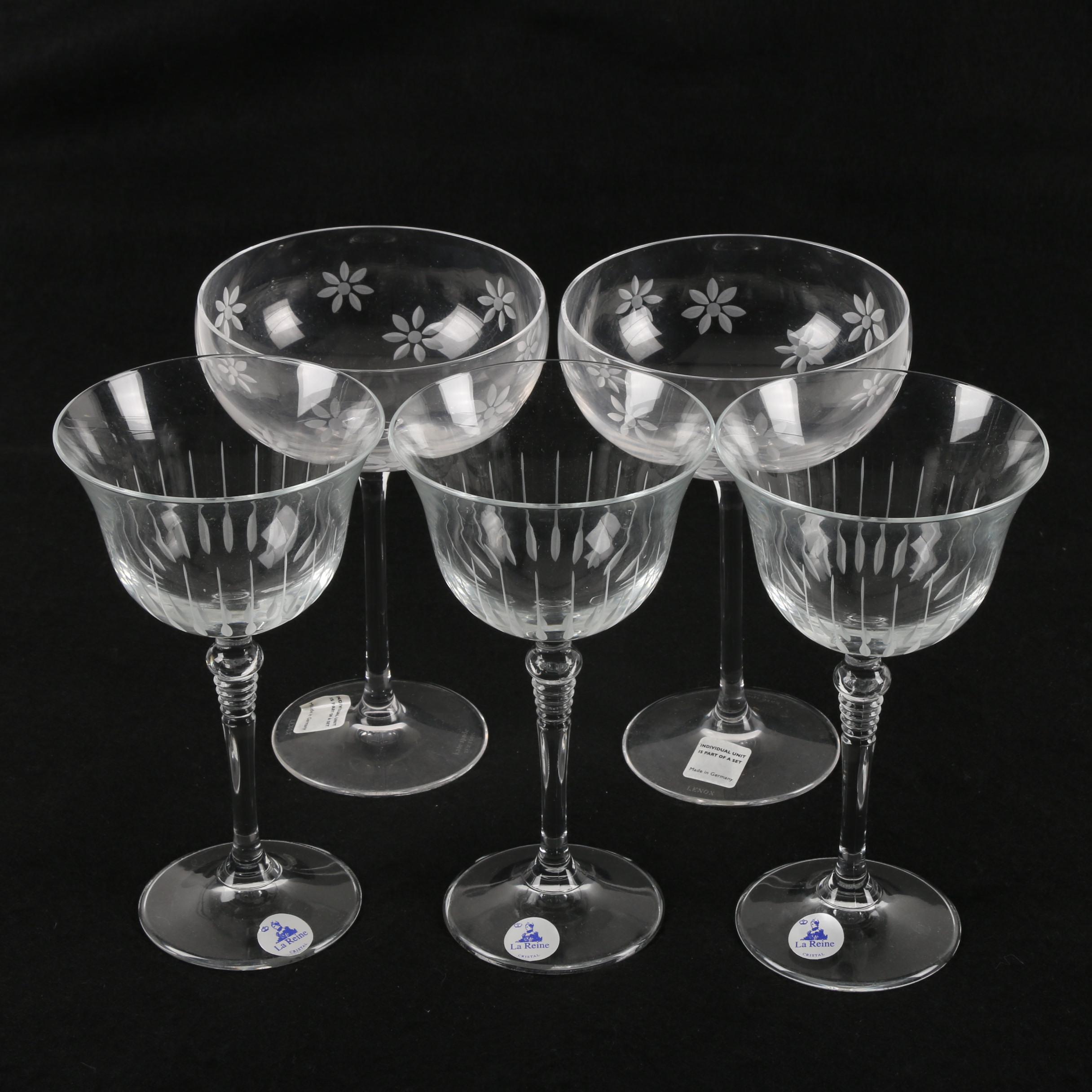 Kate Spade Lenox " Bubbly Daisy" Champagne Coupes with La Reine Wine