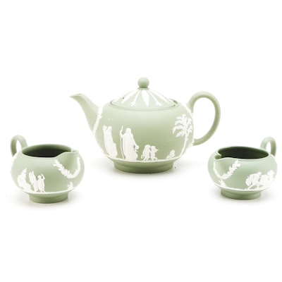 Wedgwood Jasperware Tea Pot and Creamers Wedgwood Jasperware Tea Pot and Creamers