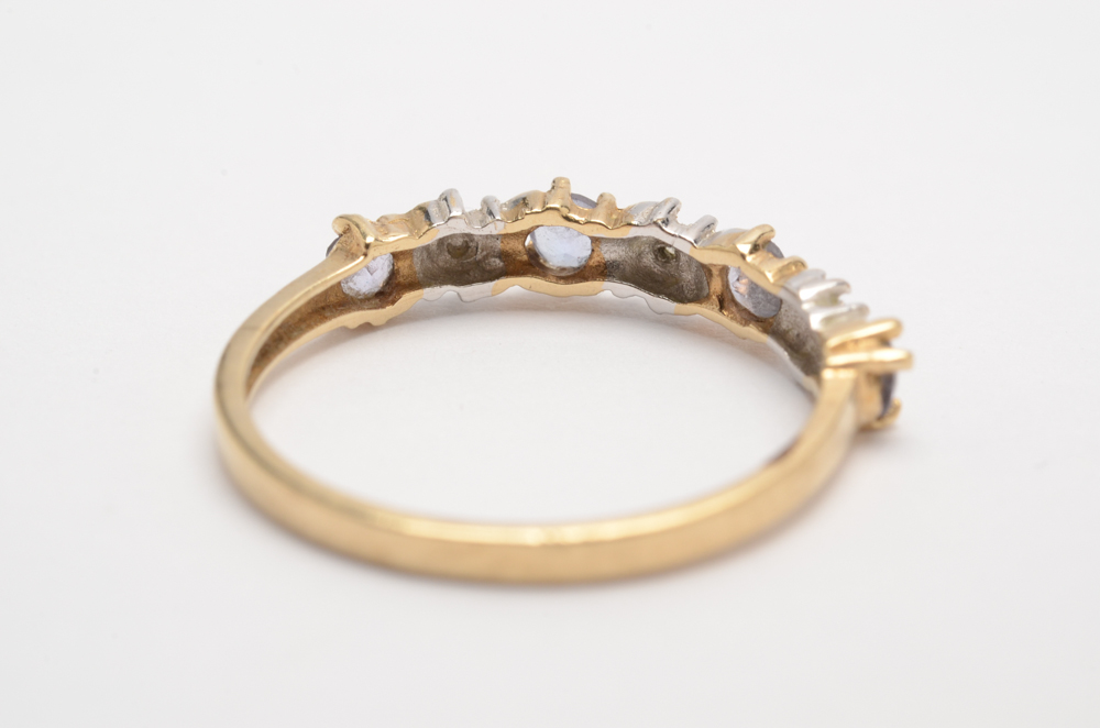 Samuel Aaron 10K Yellow Gold Diamond and Tanzanite Ring EBTH