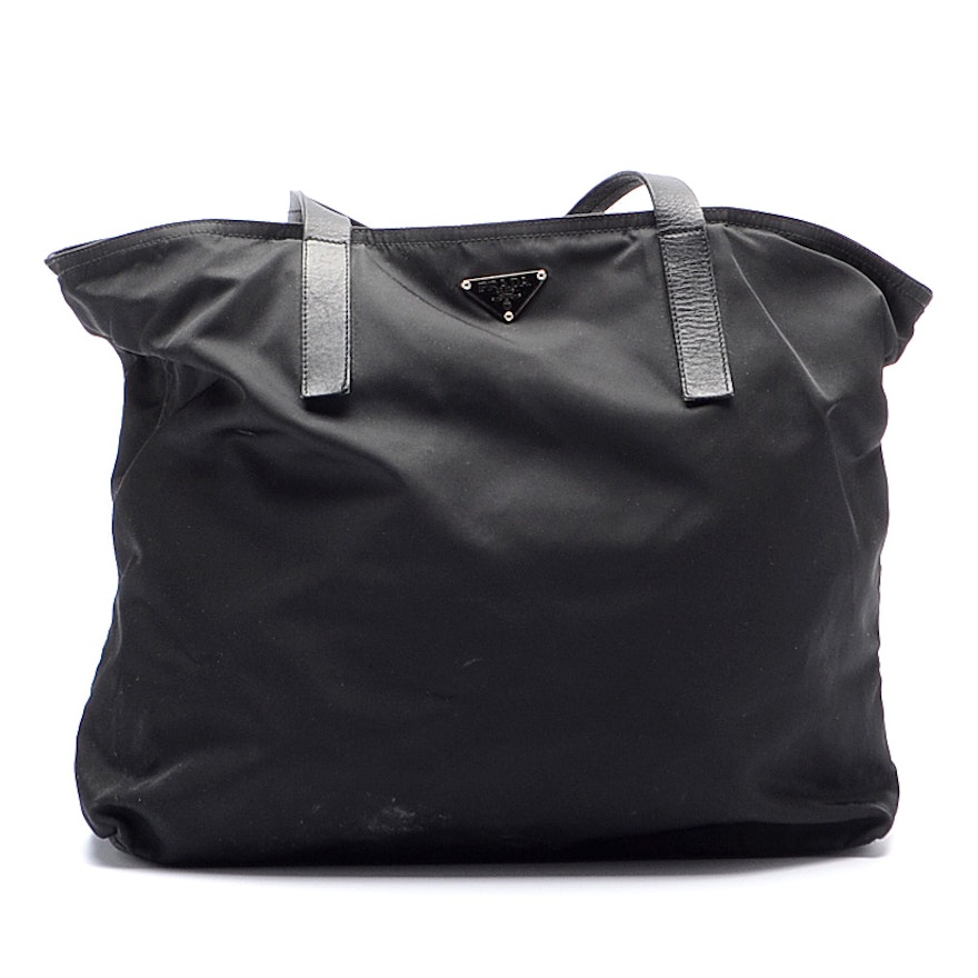 Vintage Prada Black Nylon Tote Handbag : EBTH