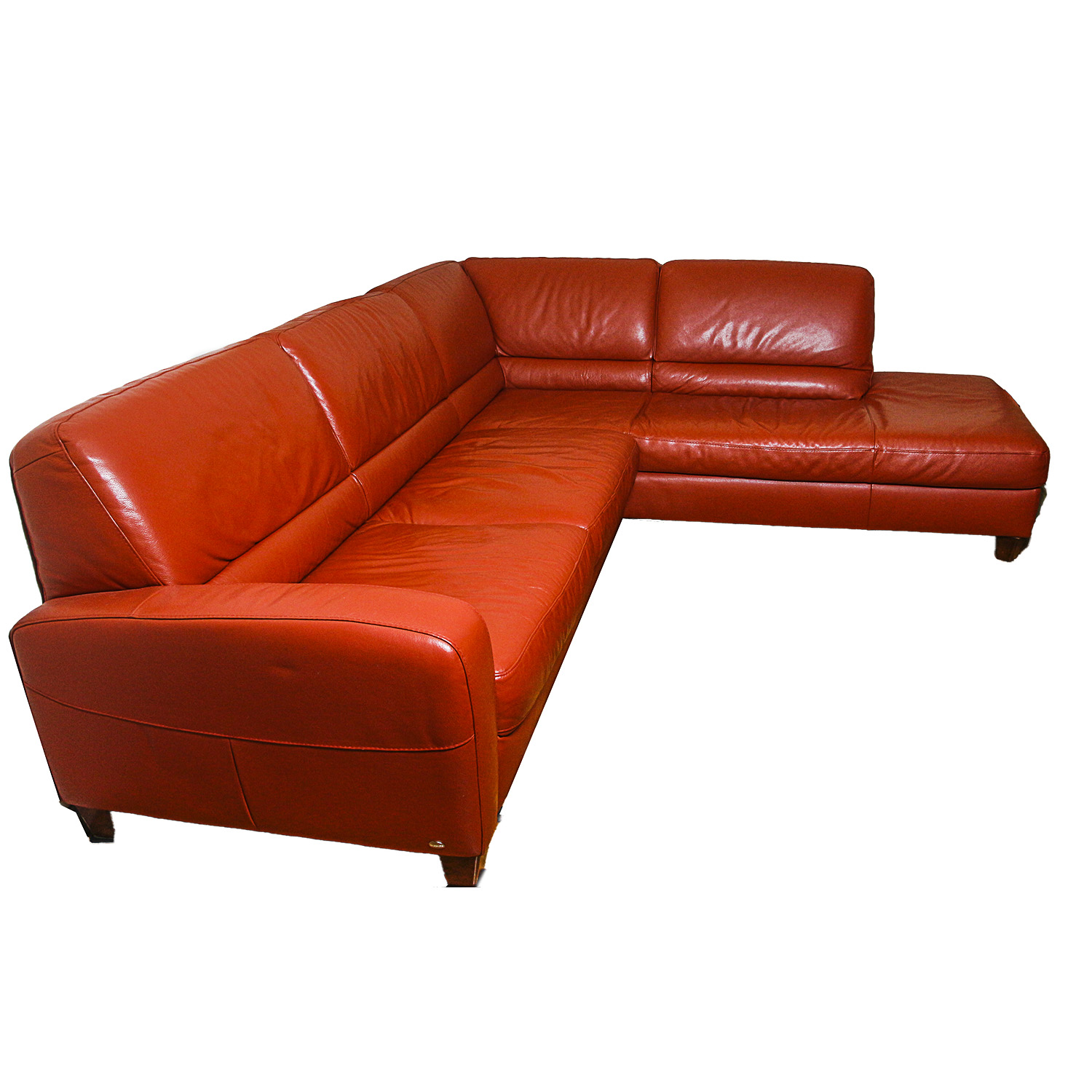 Modern Orange Faux Leather Sectional Sofa EBTH