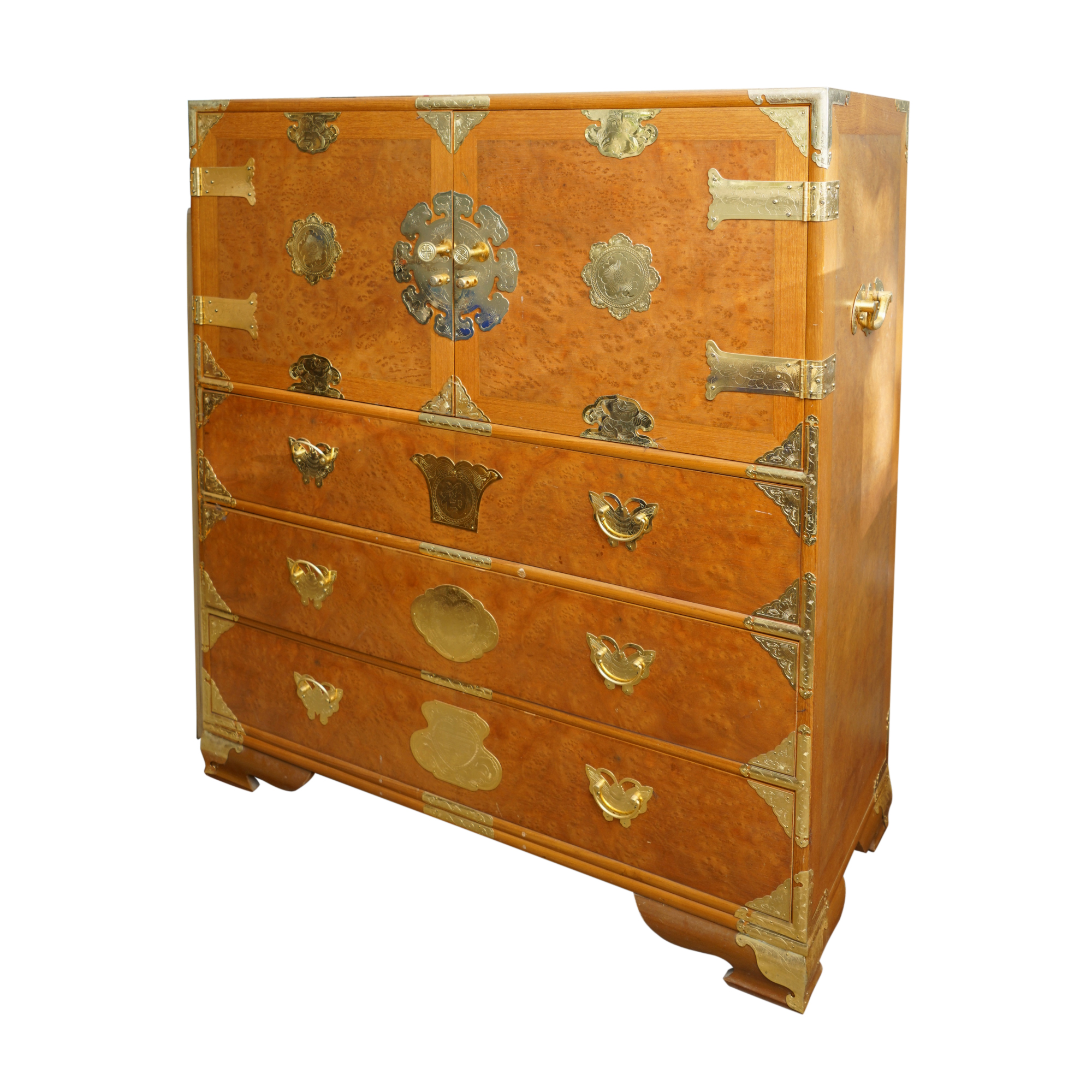 Vintage Korean Burl Wood Dresser Ebth