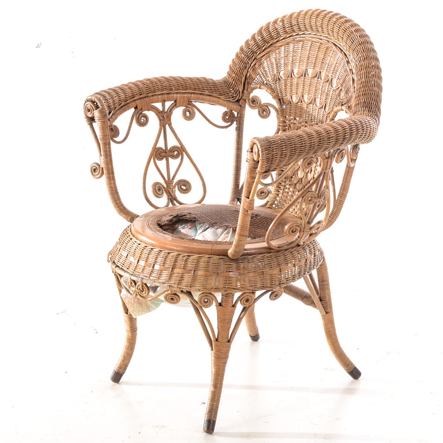 antique labeled heywood-wakefield wicker chair