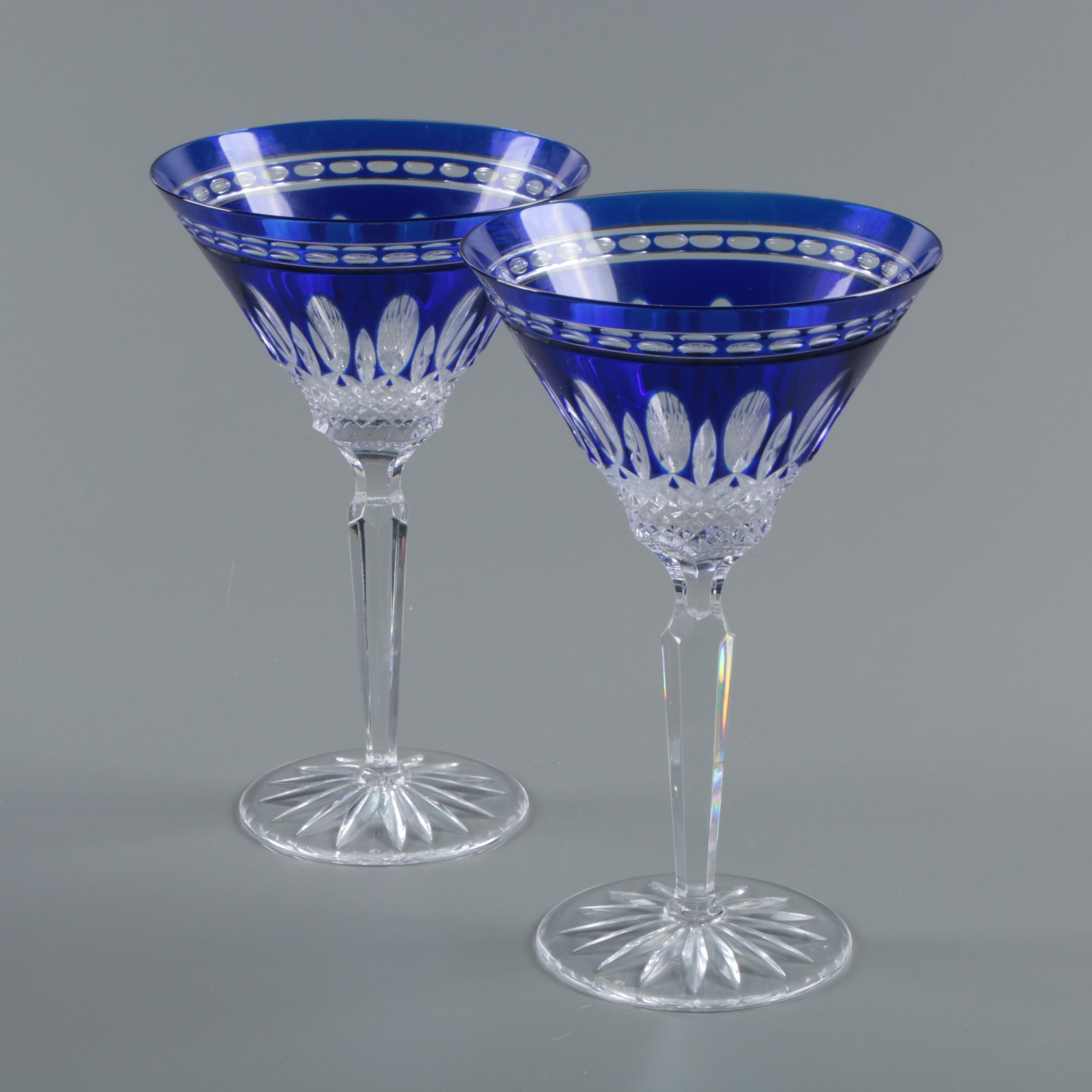 Waterford Crystal "Clarendon" Cobalt Martini Glasses EBTH