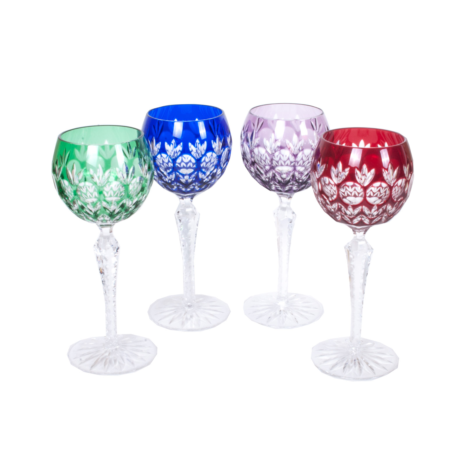 Set of Godinger "Dynasty" Cased Cut to Clear Crystal Hock Wine Glasses
