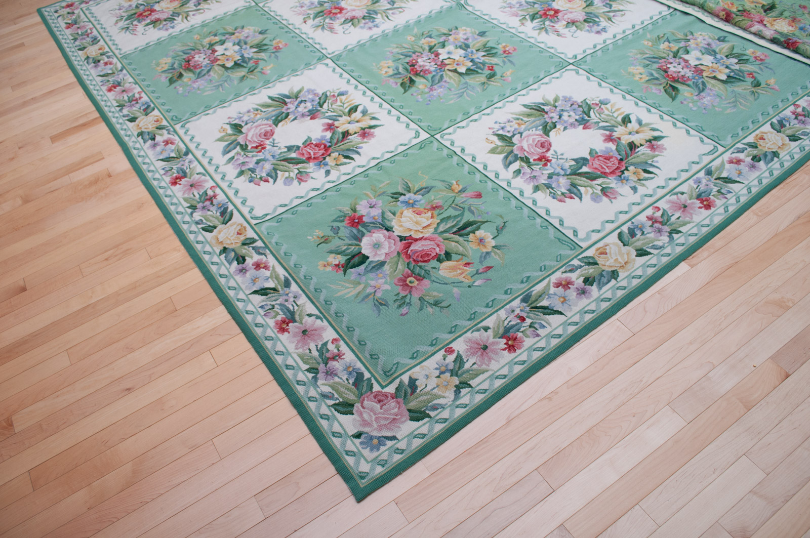 Substantial Savonnerie Style Floral Needlepoint Area Rug EBTH