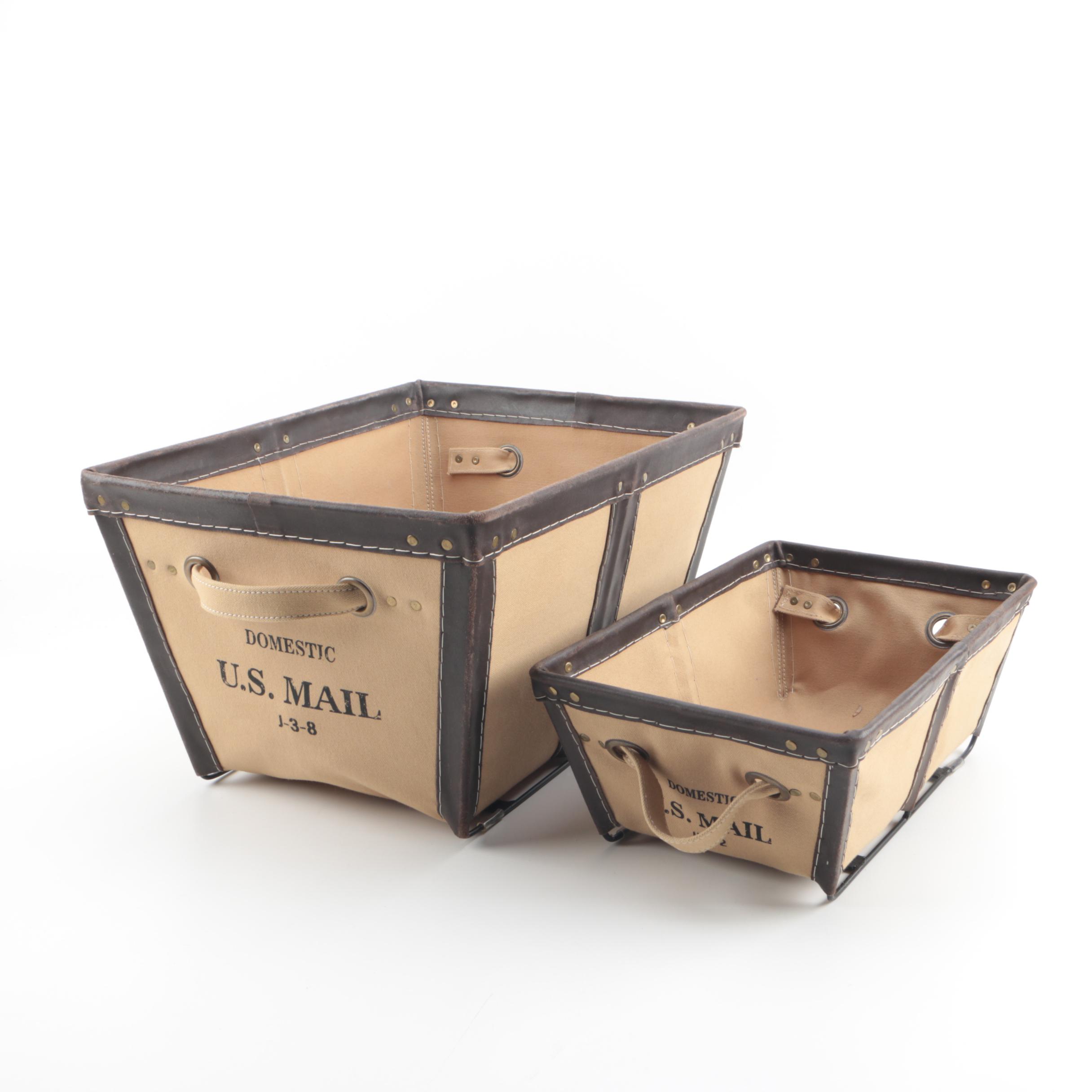 Pottery Barn U S Mail Fabric Baskets Ebth