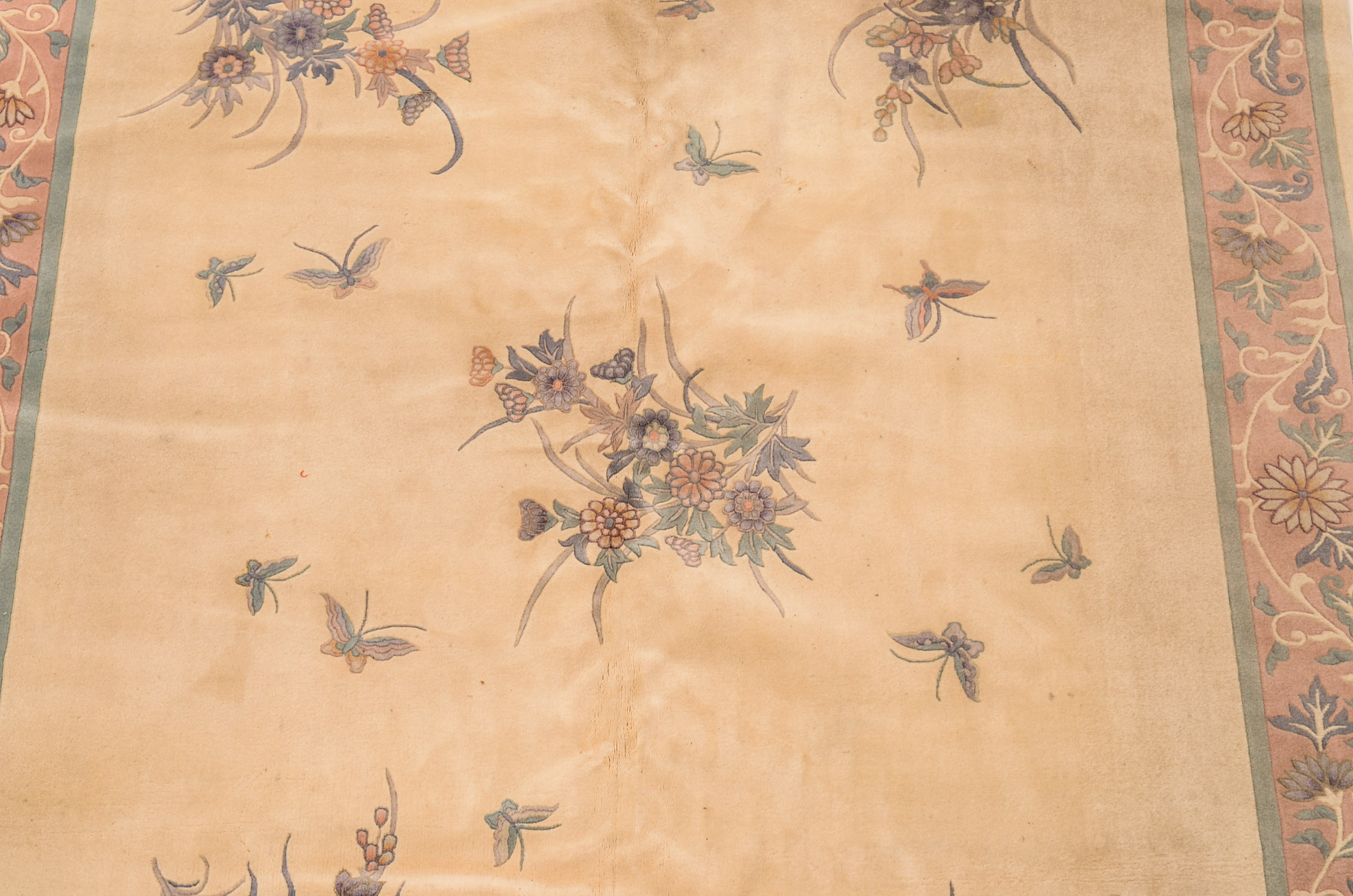 HandKnotted Chinese Floral Carved Wool Area Rug EBTH