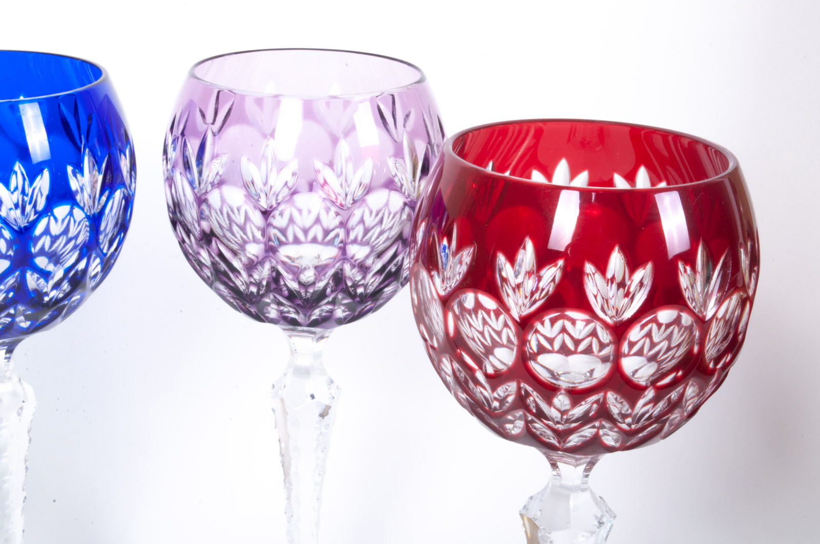 Set of Godinger "Dynasty" Cased Cut to Clear Crystal Hock Wine Glasses