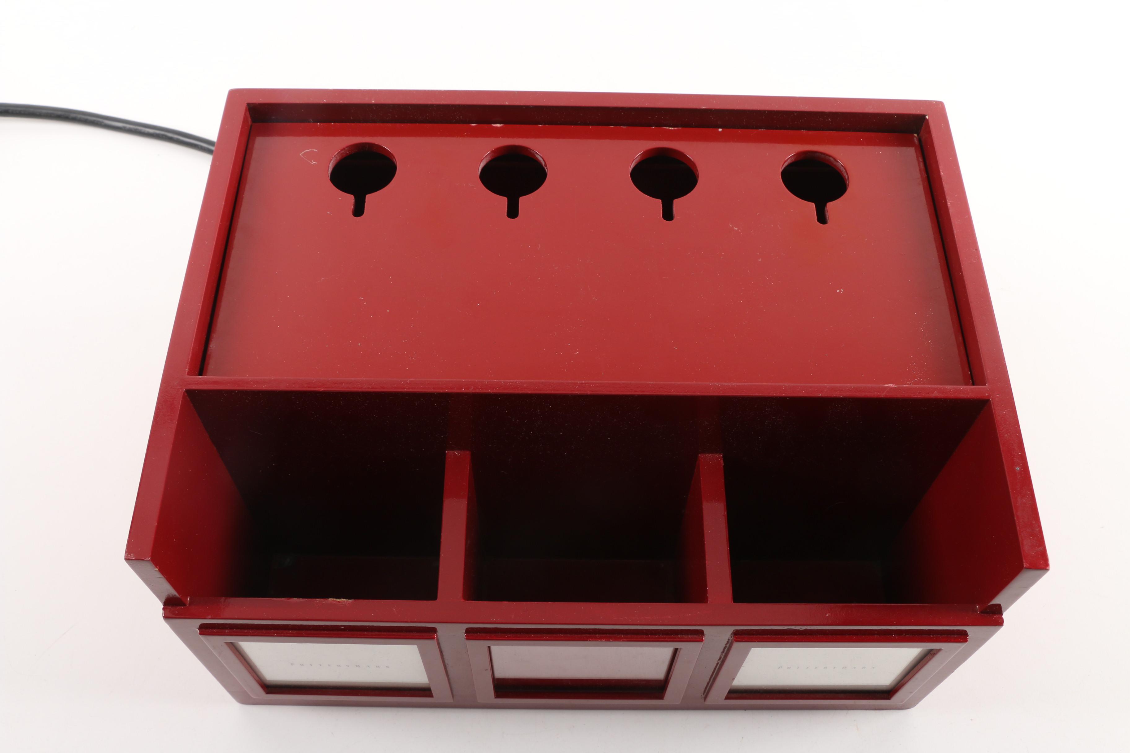 Pottery Barn Wooden Desk Organizer with Charging Station EBTH