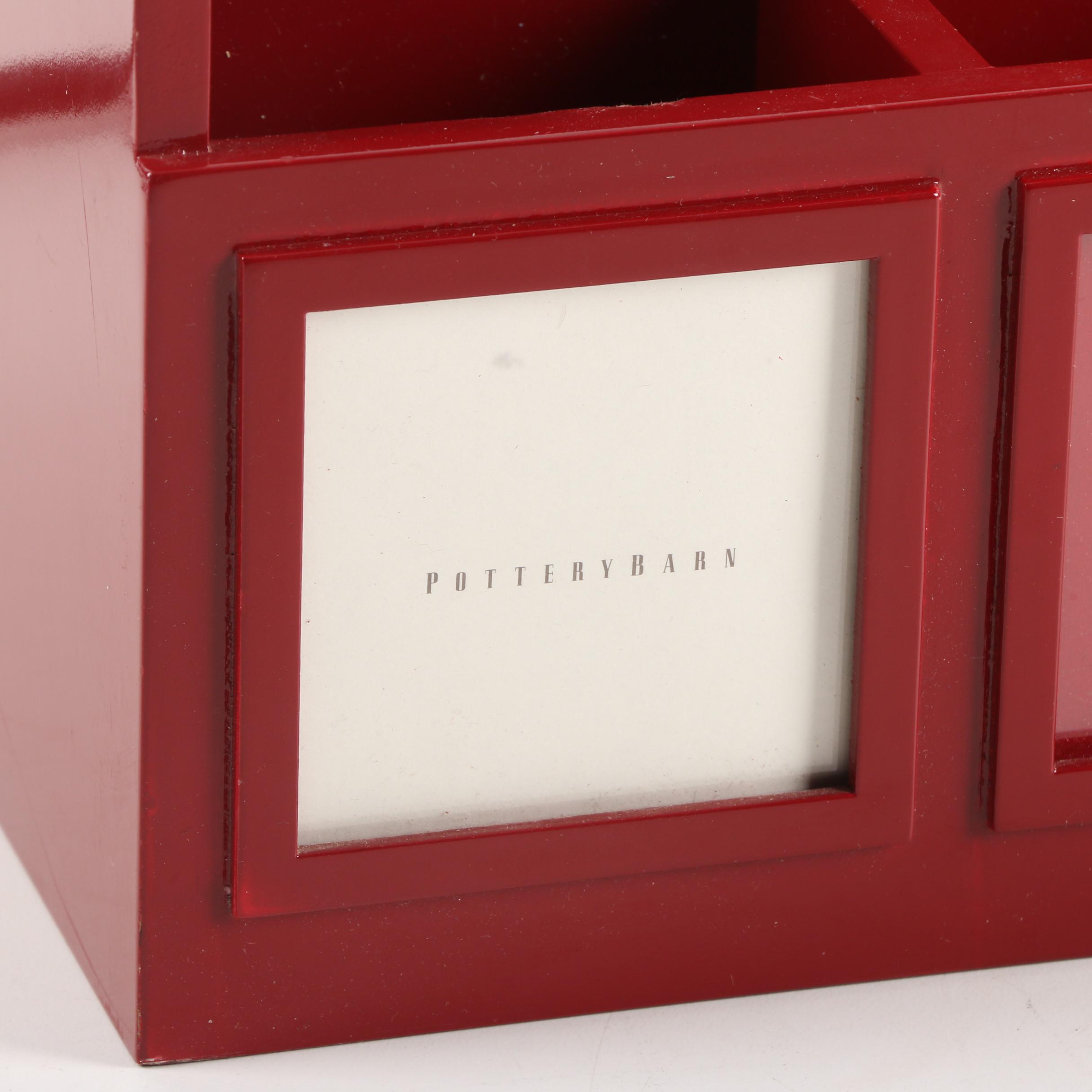 Pottery Barn Wooden Desk Organizer with Charging Station EBTH