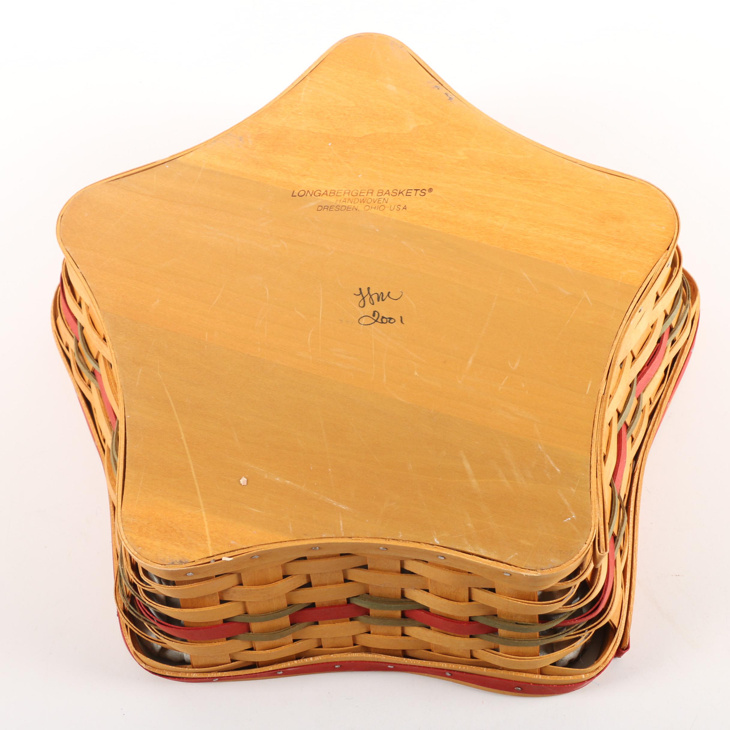 Longaberger Basket Star Basket with Lazy Susan and Basket Garters and