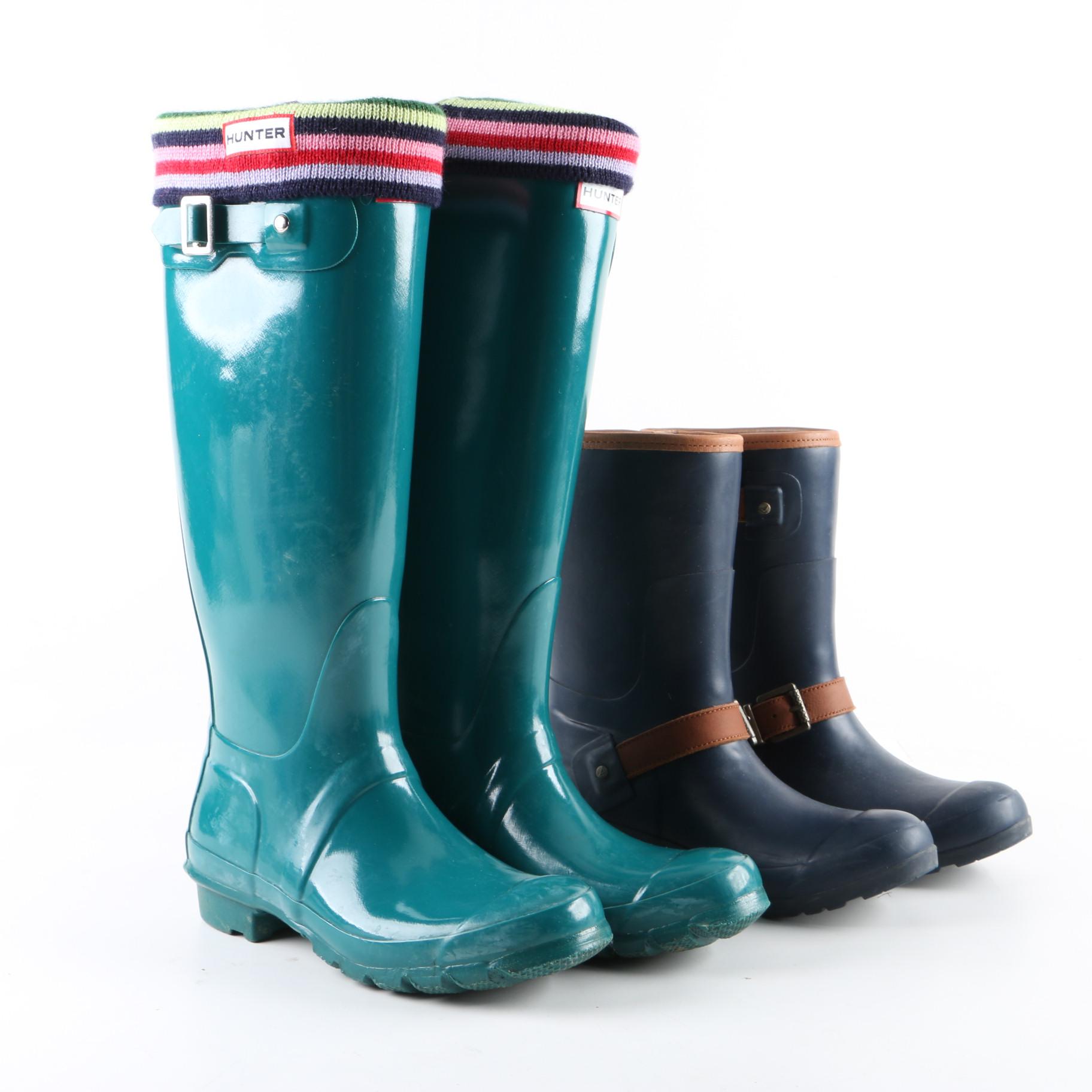teal hunter rain boots