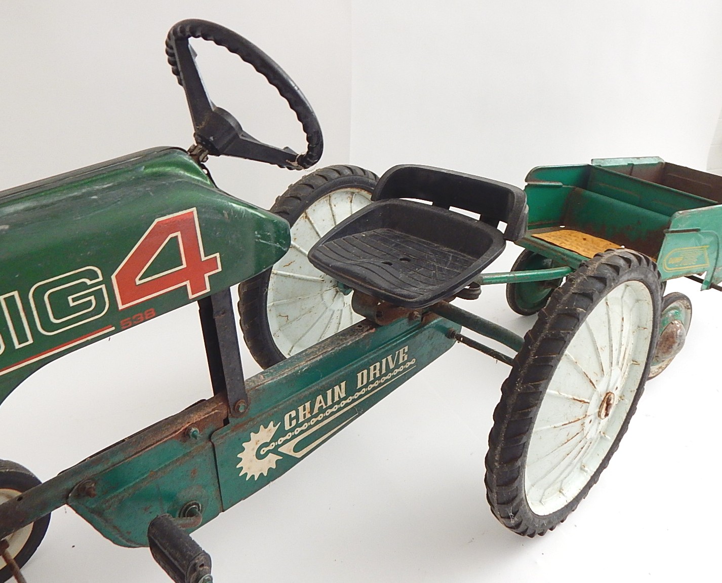 1950s AMF Green Big 4 Chain Drive Pedal Tractor with Dump EBTH