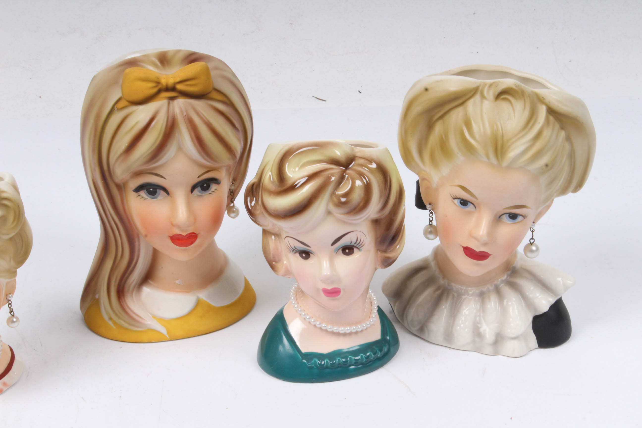 Vintage Porcelain Lady Head Vases with Blonde Hair EBTH