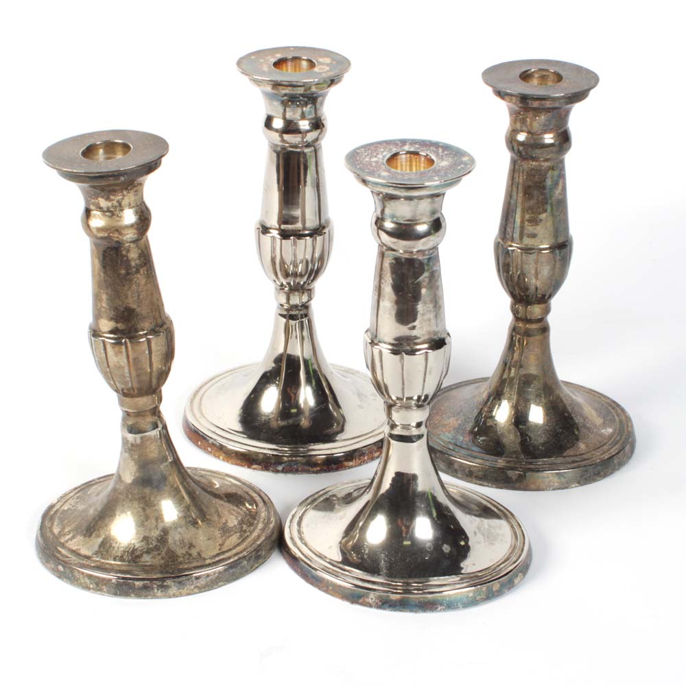 Restoration Hardware Plated Silver Candle Holders EBTH