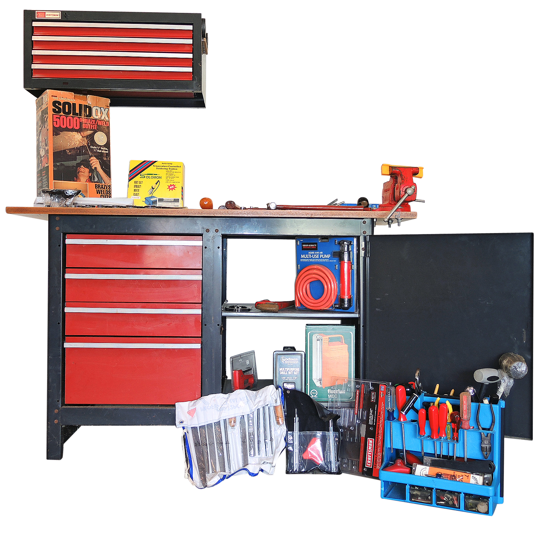 Bench And Craftsman Tool Box With Tools Ebth