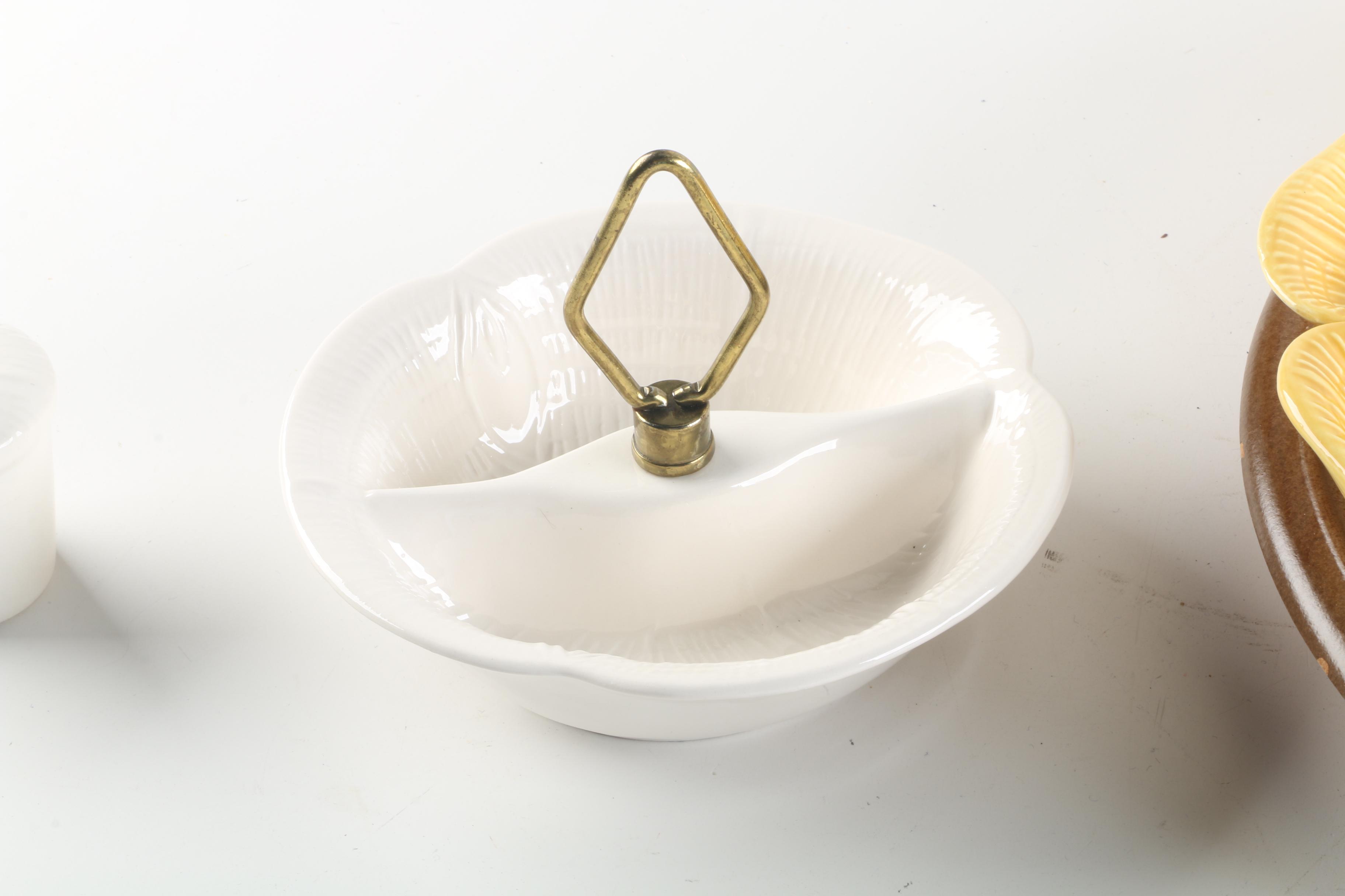 Vintage California Pottery Lazy Susan Serving Set EBTH