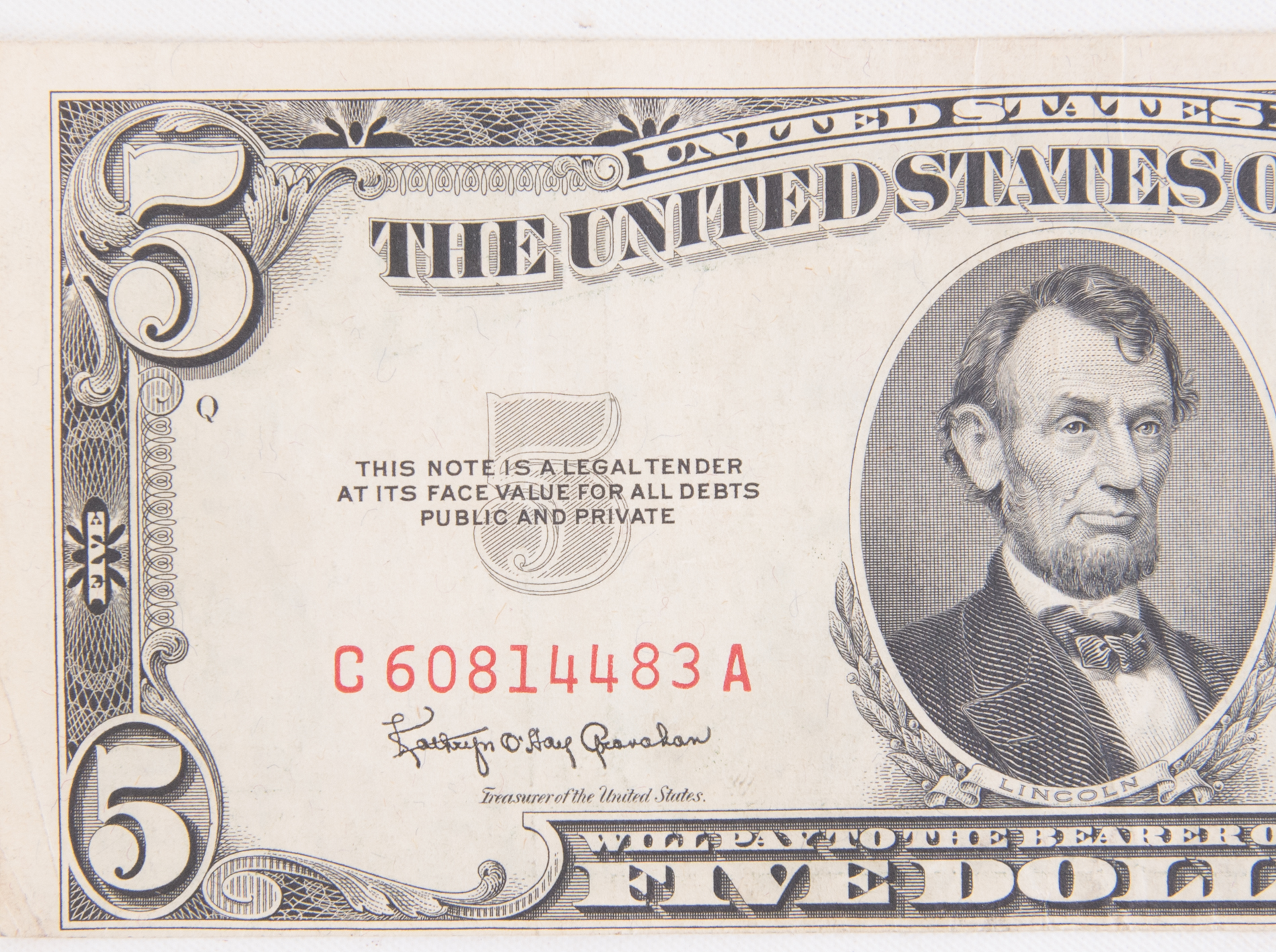 1953-c-red-seal-5-united-states-note-ebth