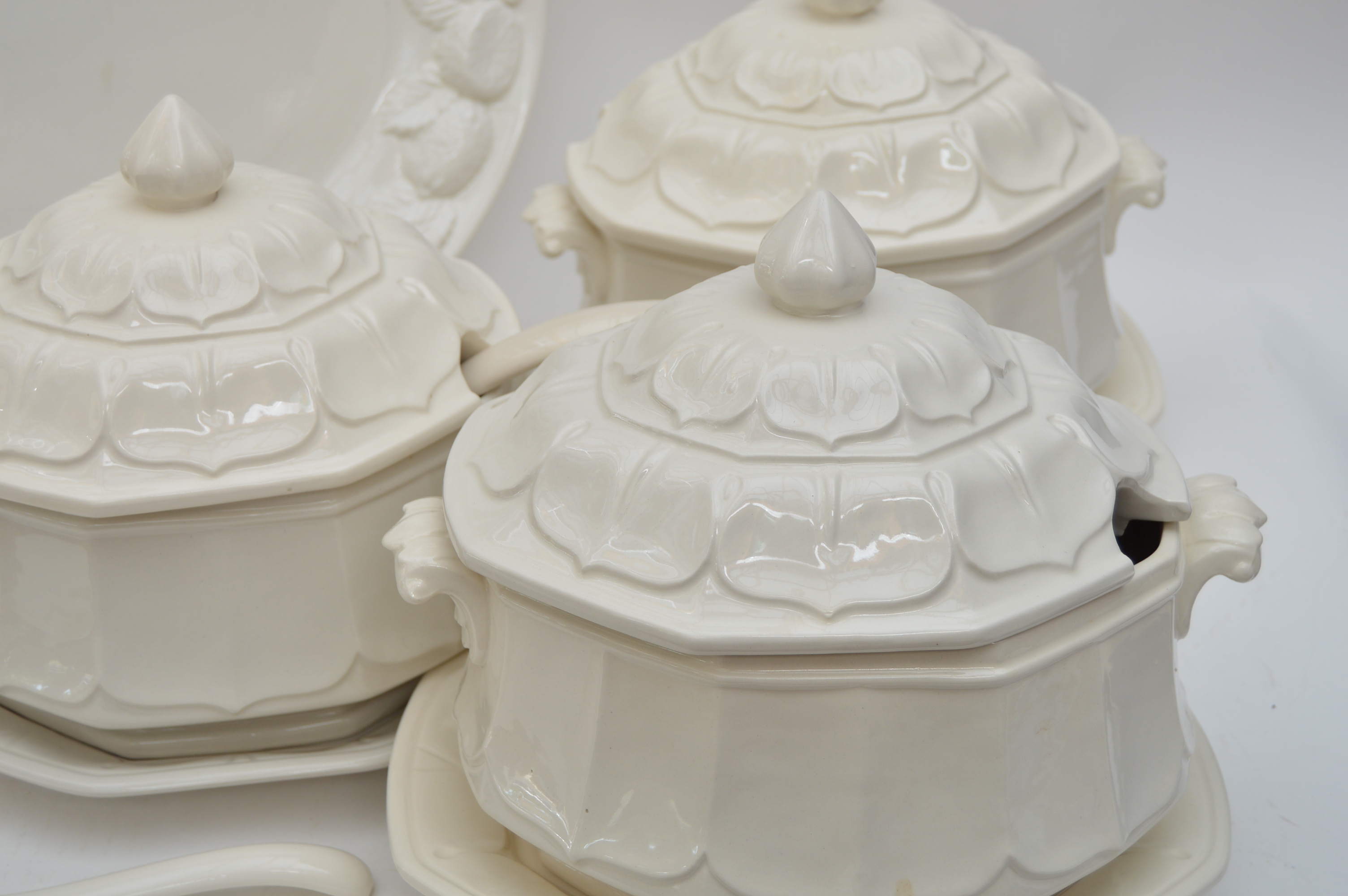 White Ceramic Tureens and Platter EBTH
